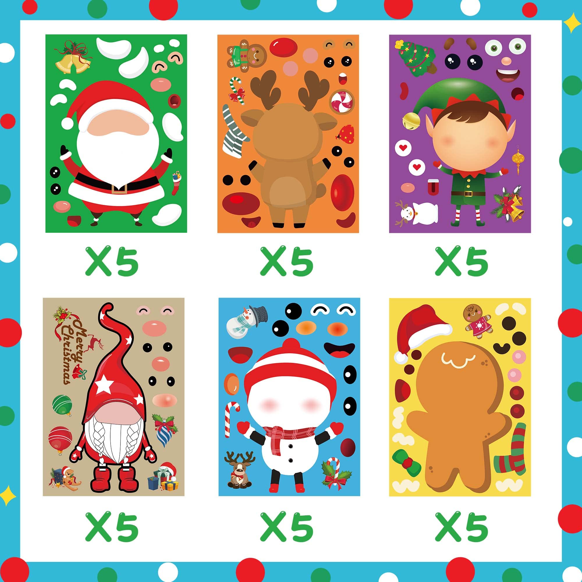 Funnlot 30PCS Christmas Stickers for Kids - DIY Holiday Sticker Craft Kit, Fun Christmas Activities & Games for Toddlers - Perfect for Holiday Cards, Gift Wrapping & Classroom Decorations