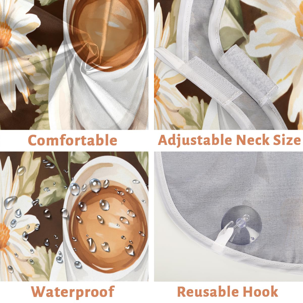 Men's Coffee Flower Print Shaving Bib - Waterproof Beard Trimming Apron for Hair Dye & Makeup, Salon Sink Hair Catcher with Adjustable Neck Strap - Perfect Barber Accessory & Grooming Gift for Dad