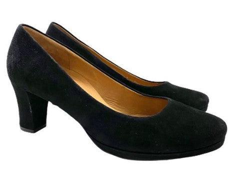 GABOR Ella Black Suede Court Shoes for Women - Comfortable & Stylish Heels for Work, Office, and Formal Occasions