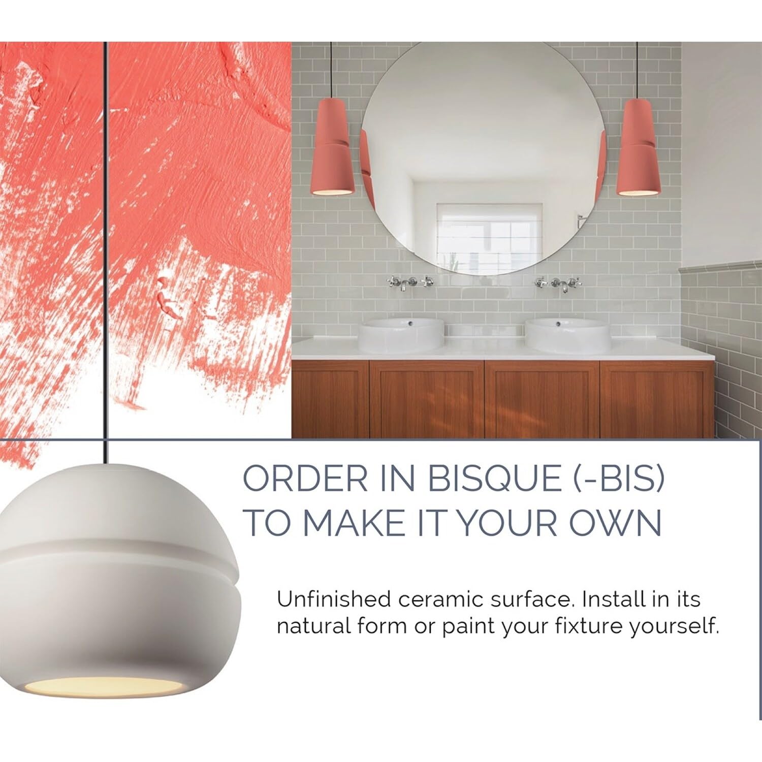 Justice Design Group Ambiance Collection 1-Light Wall Sconce - Bisque Finish | Elegant Wall Lighting Fixture for Bedroom, Living Room & Hallway Decor
