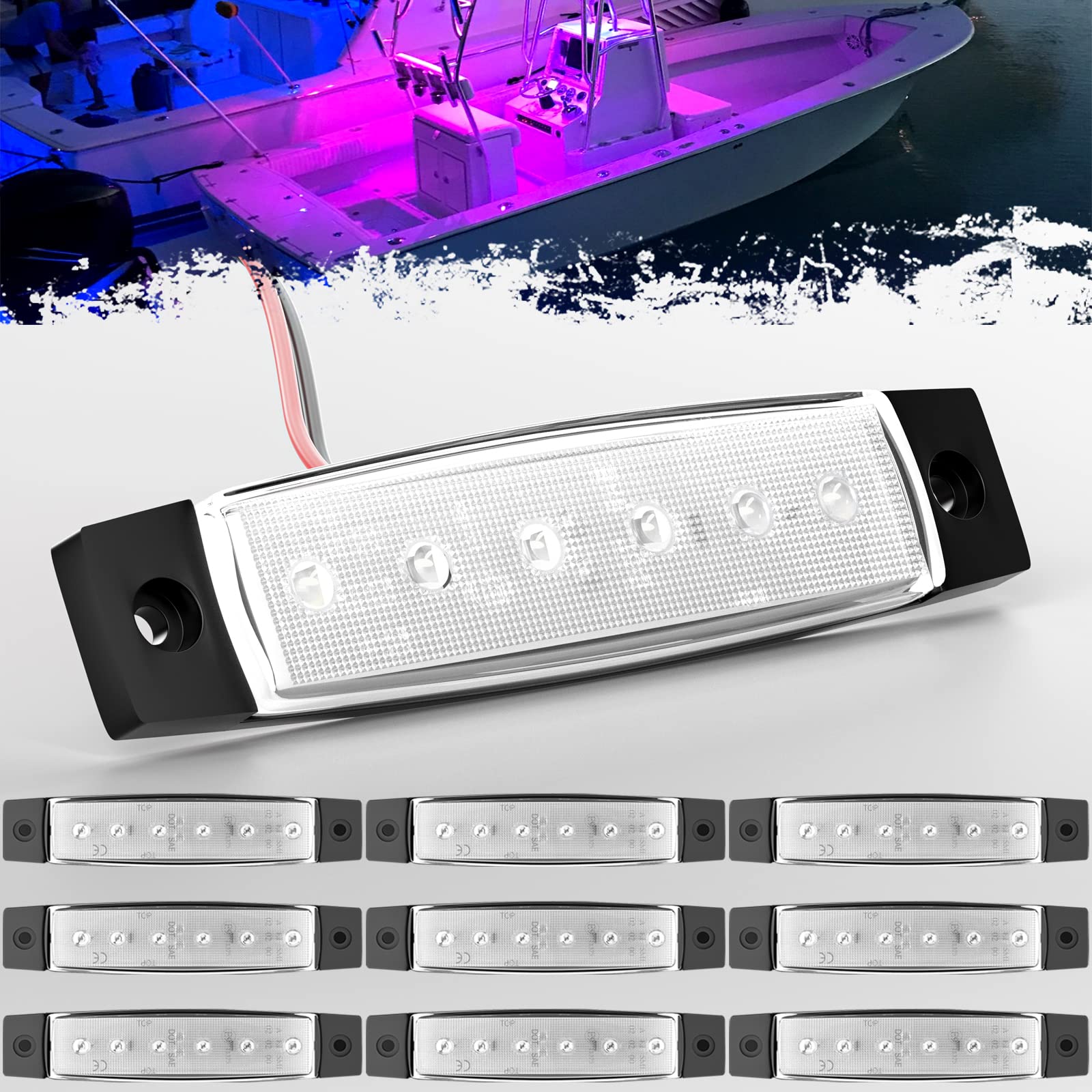 PSEQT 12V Waterproof LED Boat Navigation Lights - 3.8