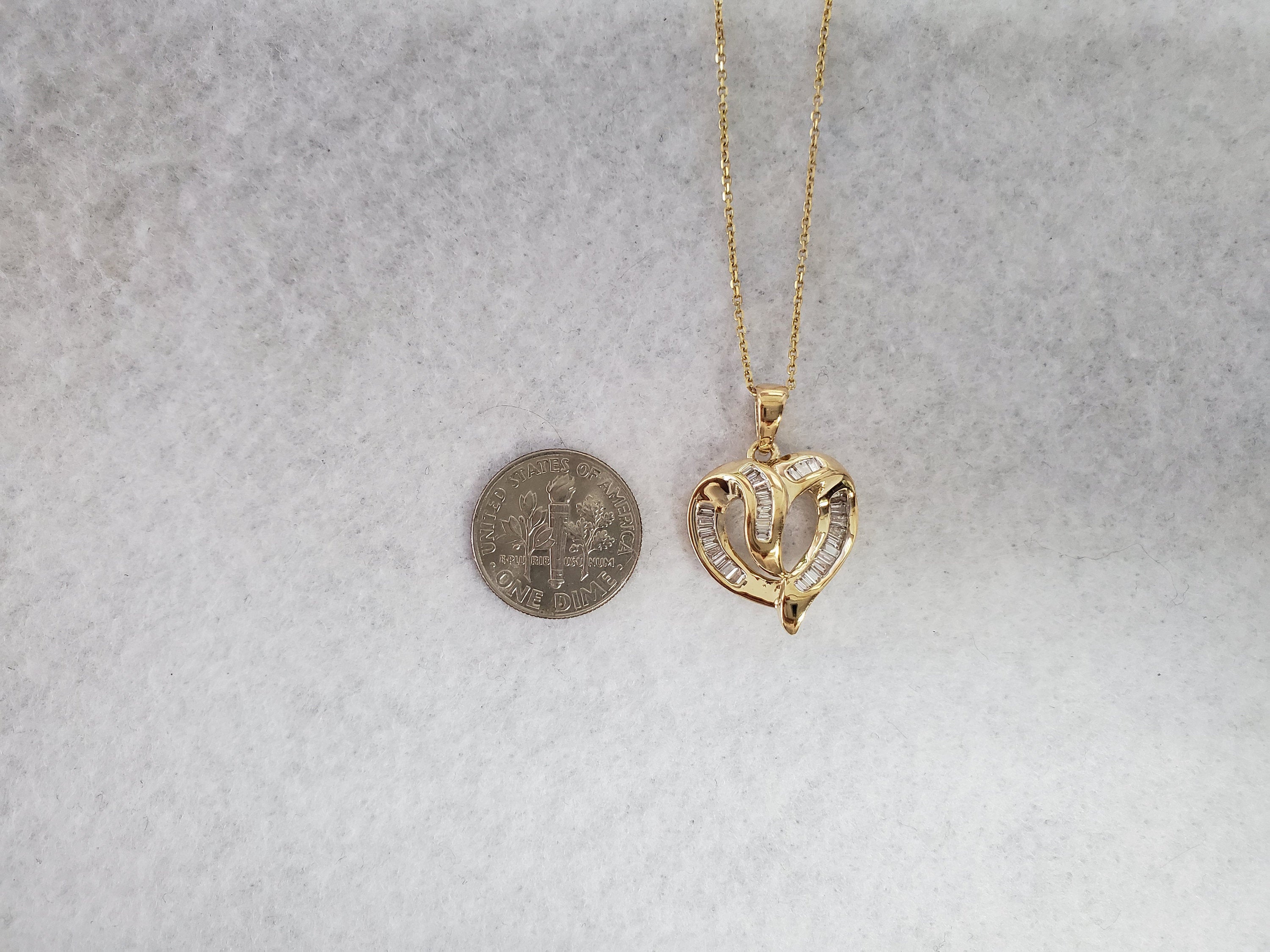 0.5 Carat Heart Shaped Baguette Diamond Pendant Necklace - Elegant 14K Gold Dainty Jewelry for Women, Perfect Gift for Valentine's Day, Anniversary & Special Occasions