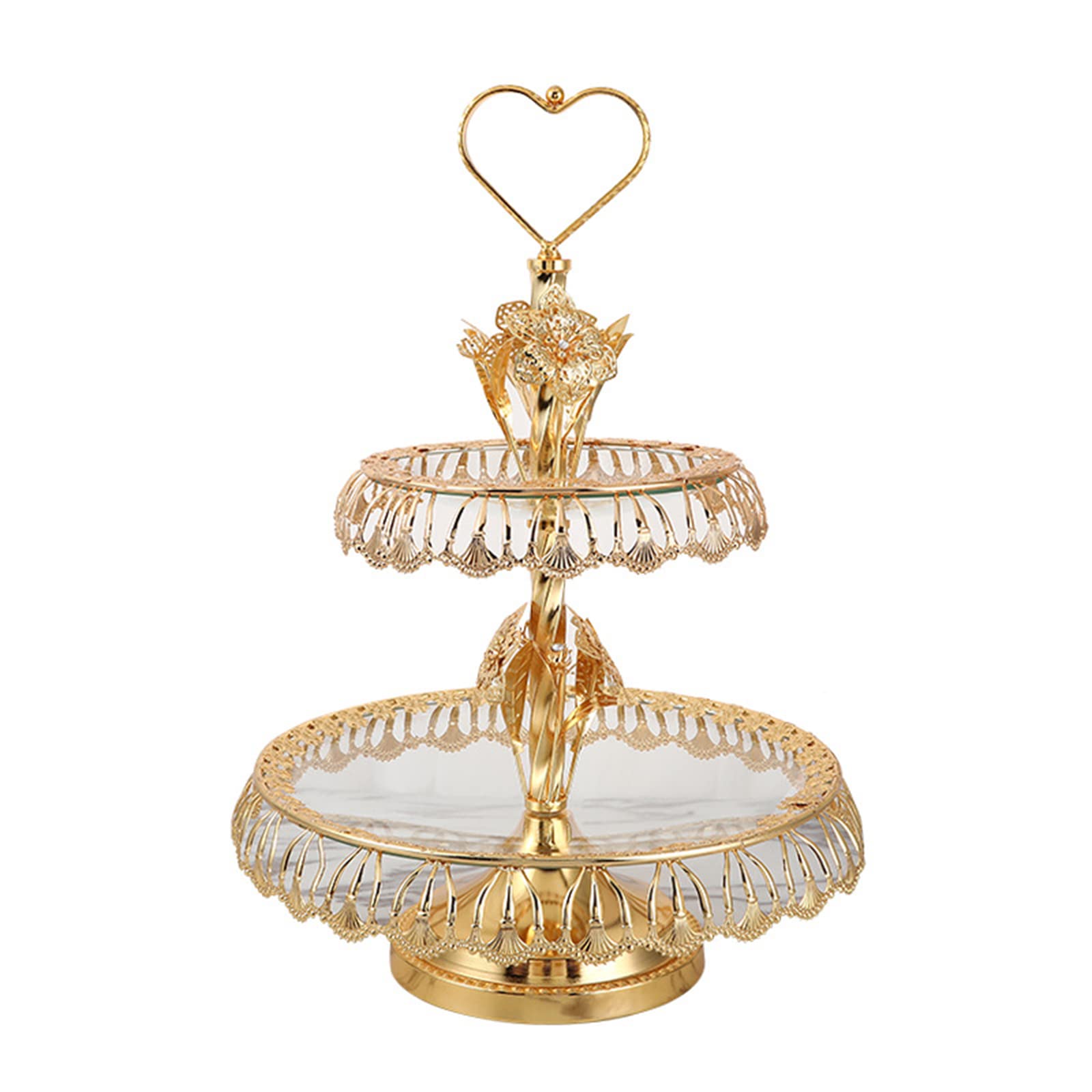 European-Style Metal Tempered Glass 2-Tier Fruit Tray - Elegant Retro Design for Hotel, Home & Living Room Decor | Creative Serving Platter for Fruits, Desserts & Party Snacks