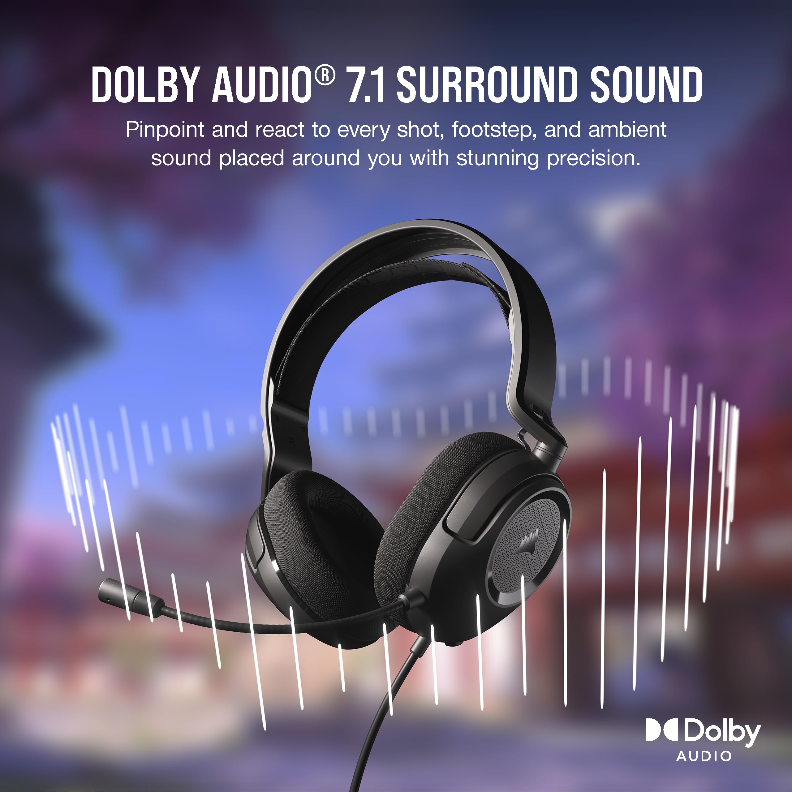 Corsair HS35 Surround v2 Wired Gaming Headset with Dolby 7.1 & Omni-Directional Mic - Universal 3.5mm for PC, Mac, PS5, PS4, Xbox, Switch, Mobile - Carbon Black - Perfect for Competitive Gaming & Streaming