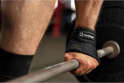Harbinger Figure 8 Padded Weight Lifting Straps for Gym & Strength Training - Black - Perfect for Deadlifts, Rows & Heavy Lifting