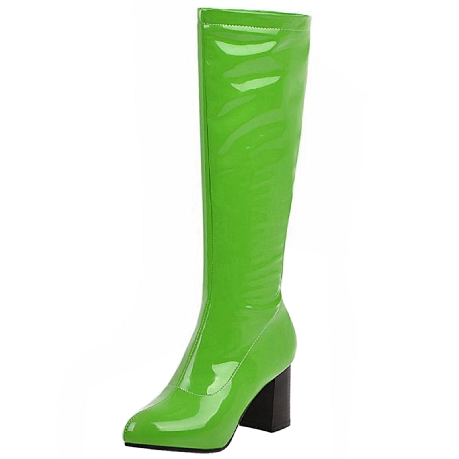 ErikenUrben Women's Fashion Knee High Boots - Patent Leather Chunky Heel Cosplay Boots for Women | Party, Halloween, Cosplay & Everyday Wear