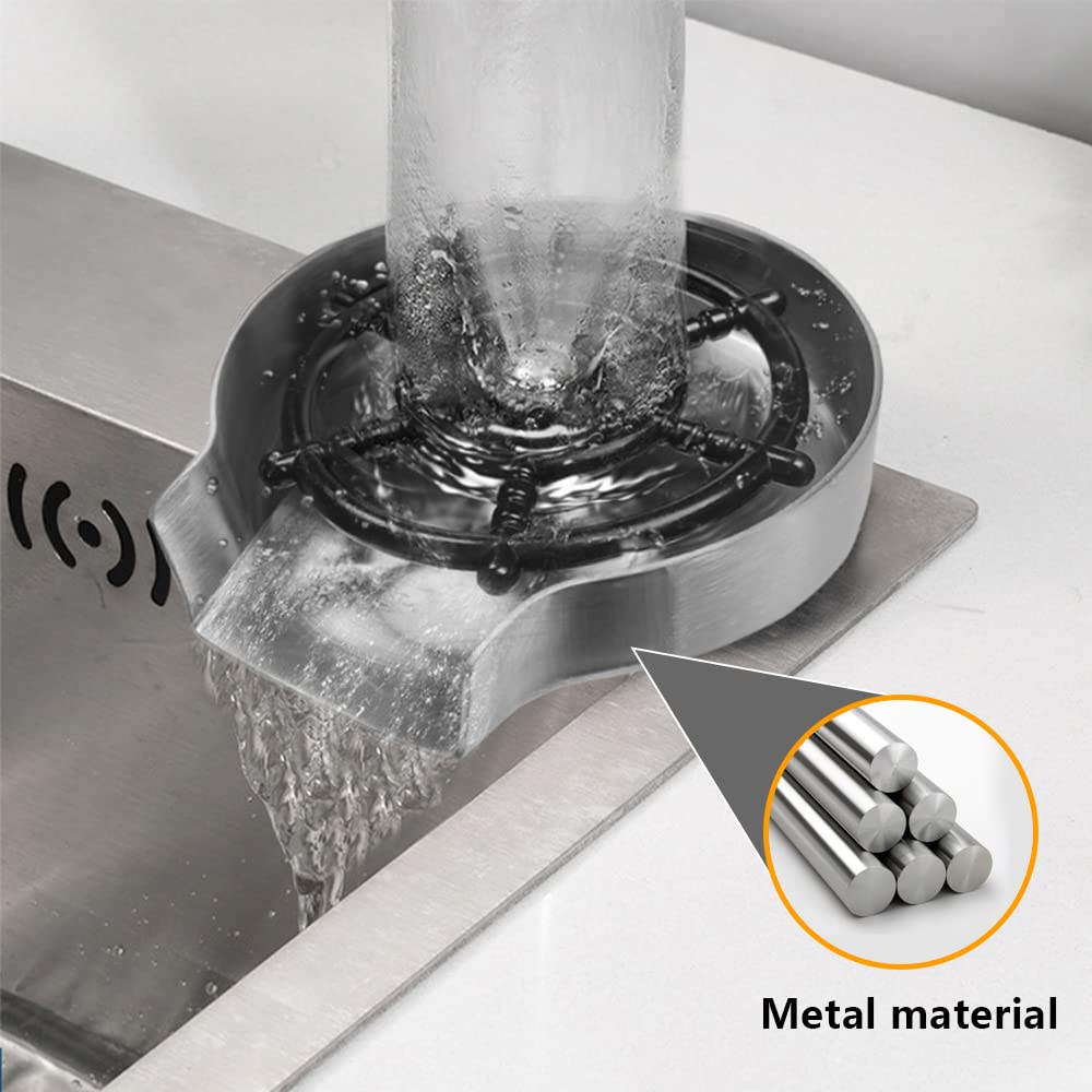 Premium Stainless Steel Glass Rinser for Kitchen Sinks - Heavy Duty Faucet Attachment, Bar Sink Accessory for Fast Glass Cleaning | Perfect for Home Bars, Restaurants & Dishwashing Stations