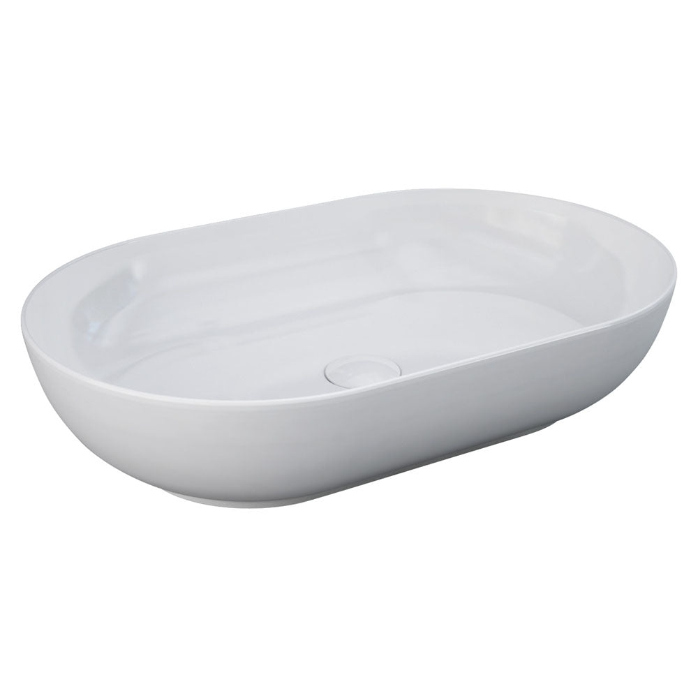 Fienza 606100W White Ceramic Oval Countertop Bathroom Sink - Moon Above Design, Modern Vanity Basin for Bathroom & Powder Room Remodeling