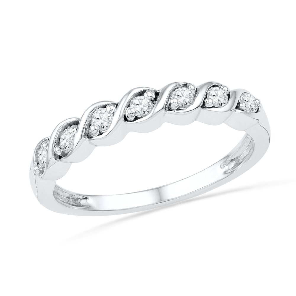 D-GOLD Sterling Silver Round Diamond Twisted Seven Stone Fashion Ring (1/6 cttw) - Elegant Jewelry for Women, Perfect Gift for Anniversary, Valentine's Day & Special Occasions