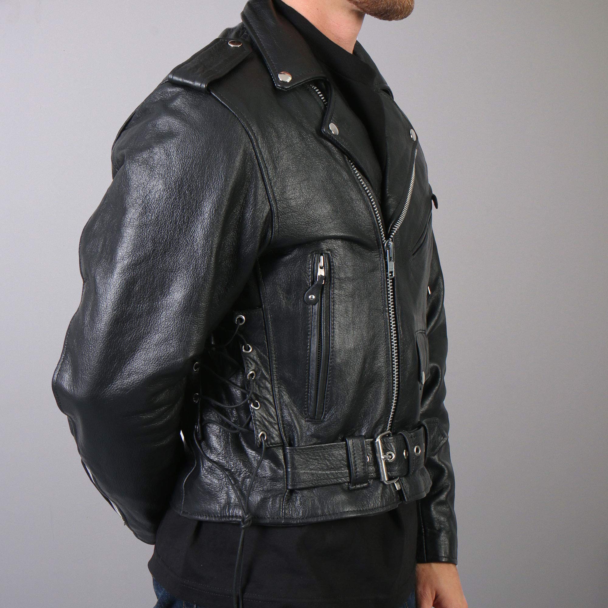 Hot Leathers Black Classic Motorcycle Jacket with Removable Lining | Men's Biker Jacket for Riding & Casual Wear | Waterproof & Windproof Motorcycle Gear