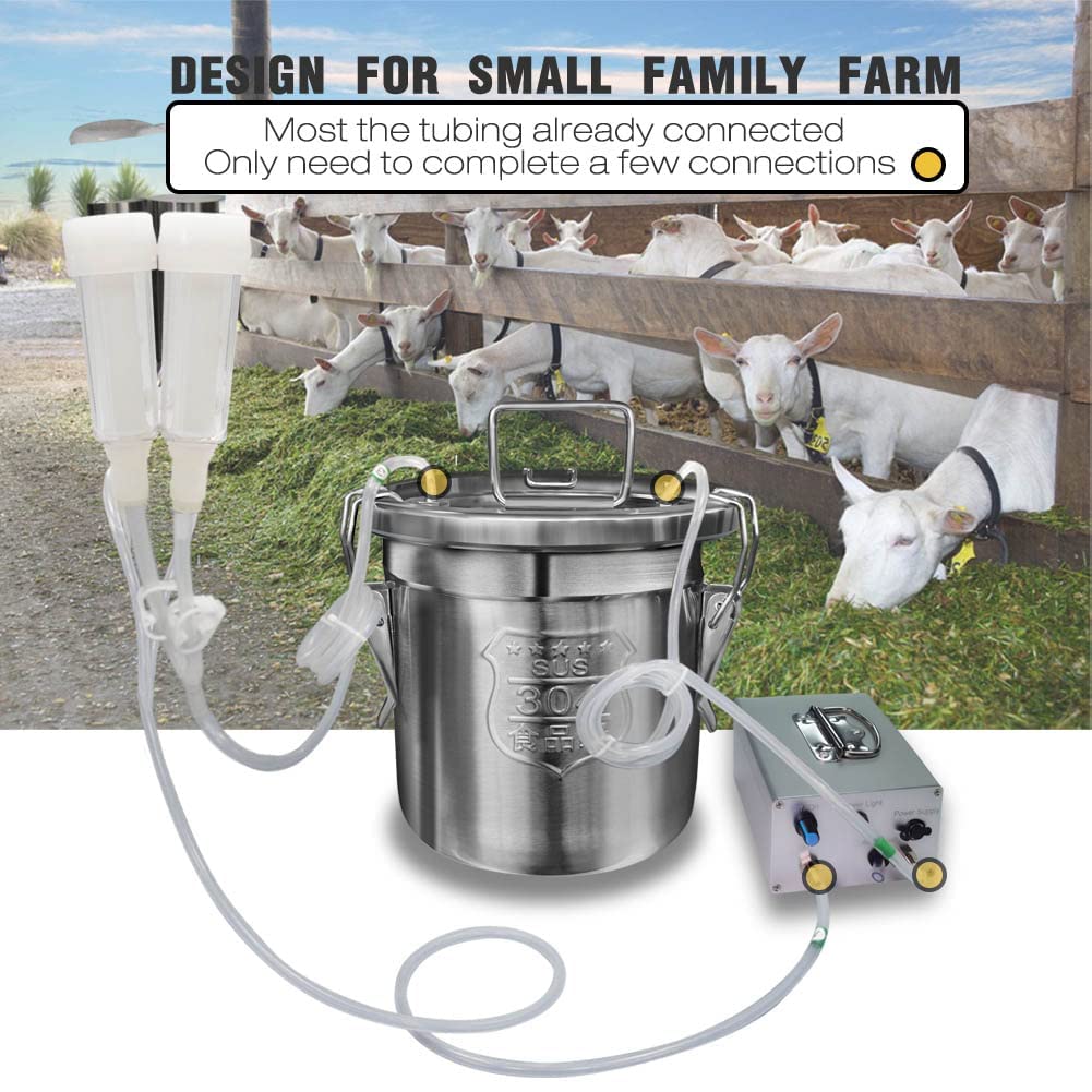 12L Rechargeable Goat Milking Machine with Adjustable Speed & Pulsating Vacuum Pump - 304 Stainless Steel Milk Bucket with Auto Stop Valve - Perfect for Small Farms & Homesteads (Pro Model)