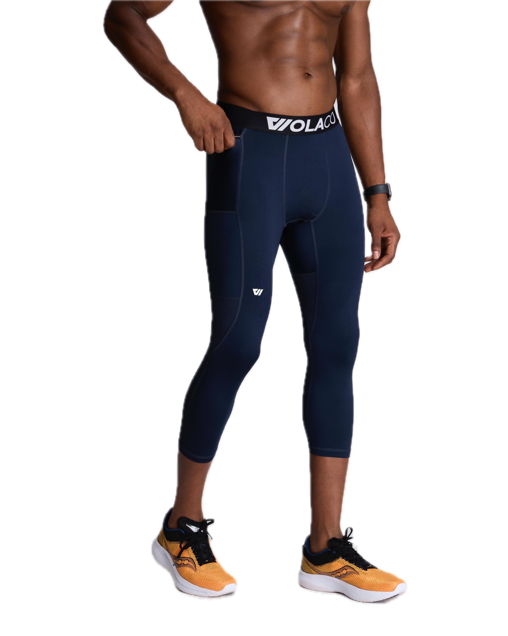 WOLACO Fulton Men's 3/4 Compression Pants - Athletic Baselayer Running Tights for Workout & Training - Moisture-Wicking Gym Leggings for Jogging, Yoga & Outdoor Sports