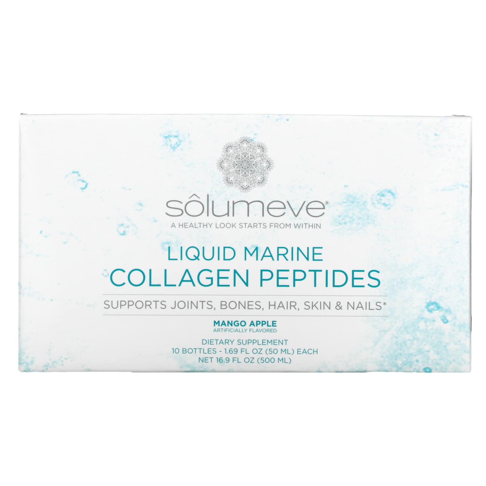 Solumeve Liquid Marine Collagen Peptides - Mango Apple Flavor, 10 Pack (1.69 fl oz/50ml Each) for Skin Hydration & Joint Support | Perfect for Daily Beauty Routine & Active Lifestyle
