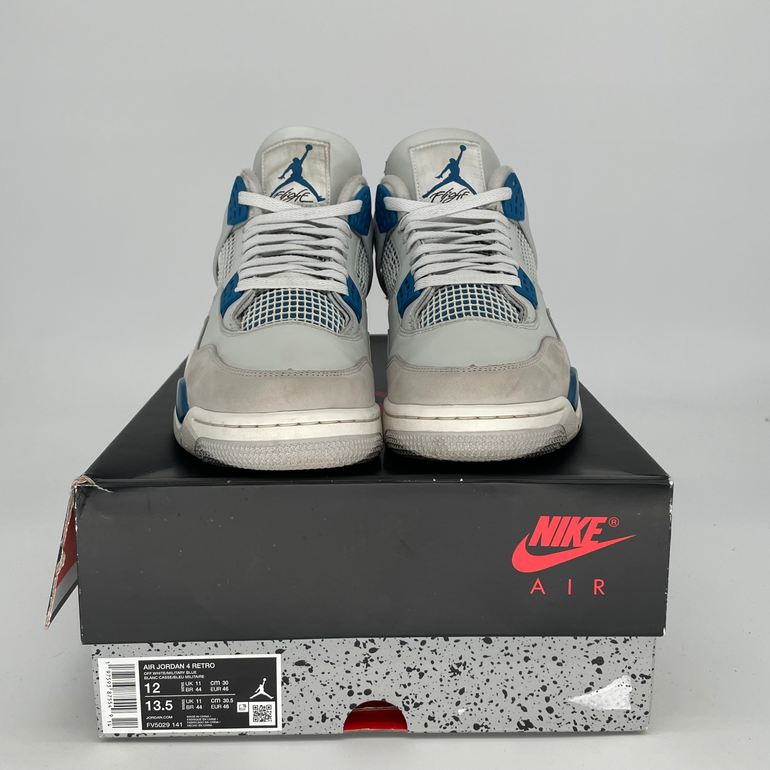 Air Jordan 4 Retro Military Blue Men's Basketball Shoes Size 12 (FV5029-141) - Perfect for Sneaker Collectors & Streetwear Fashion