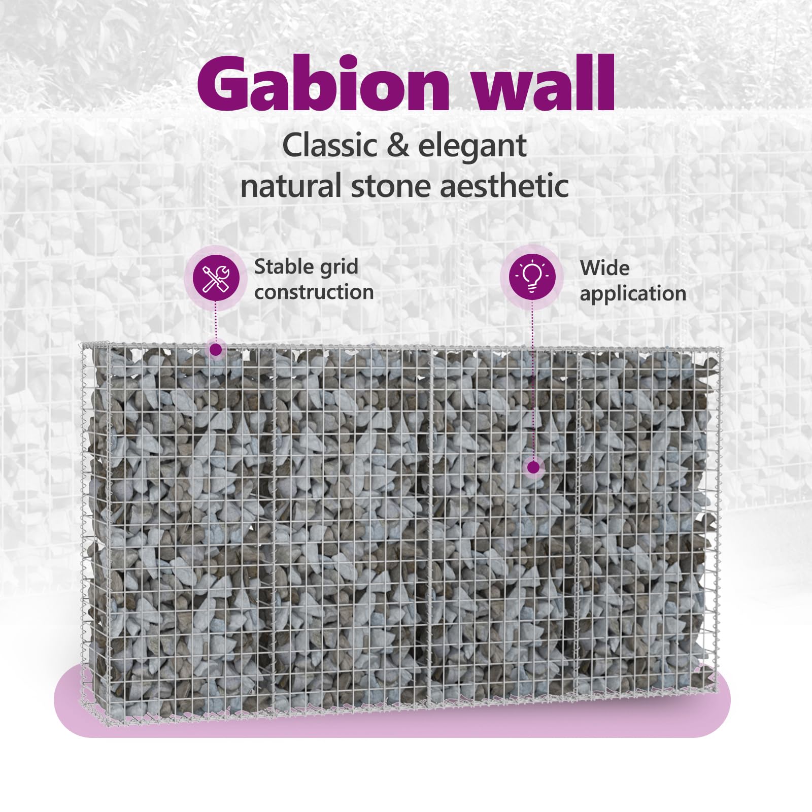 vidaXL Galvanized Steel Gabion Basket Wall - Outdoor Garden & Patio Privacy Protection with Covers | Rock Stone Fence for Landscaping, Backyard Decoration & Boundary Security