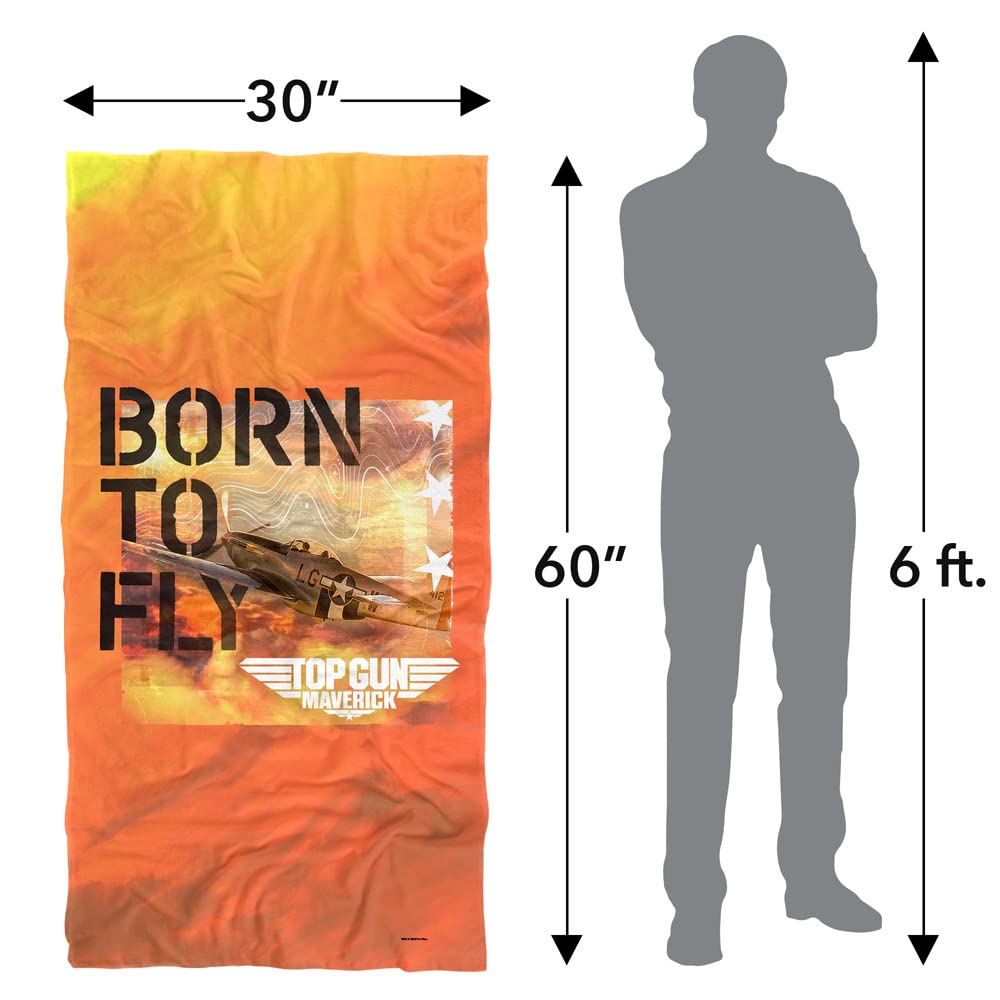 Top Gun: Maverick Beach Towel - 30x60 Inches Large Born to Fly Design - Soft Quick-Dry Sand-Free Towel for Pool, Beach, Yoga & Outdoor Activities
