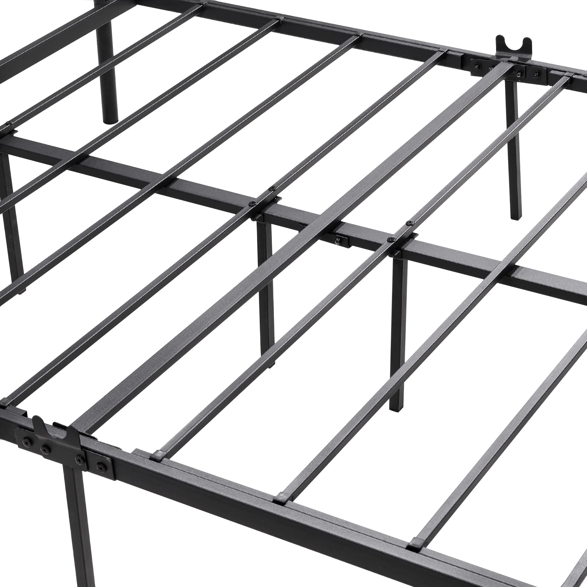 Rhomtree Queen Size Metal Canopy Bed Frame - 4 Poster Platform Bed with Headboard & Footboard, Sturdy Mattress Foundation for Girls & Boys (Black) | Perfect for Bedroom Decor, Guest Rooms & Kids' Rooms