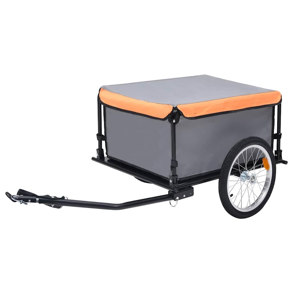 Premium Gray and Orange Bike Trailer - Heavy Duty 143.3 lb Capacity for Cycling, Camping & Family Outings