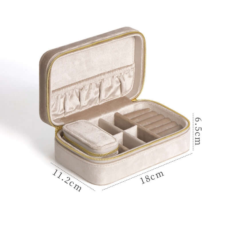 Portable Velvet Jewelry Organizer Box with Multiple Compartments - Travel Jewelry Case for Necklaces, Rings & Earrings | Perfect for Home Storage & Travel Accessories (SS029)