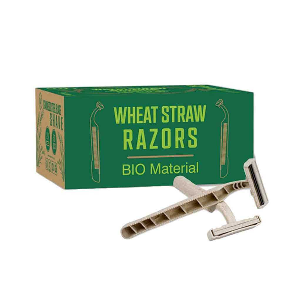 Eco-Friendly Biodegradable Wheat Straw Twin Blade Razors - Pack of 50 | Sustainable Shaving for Men & Women | Perfect for Travel, Gym & Zero Waste Lifestyle