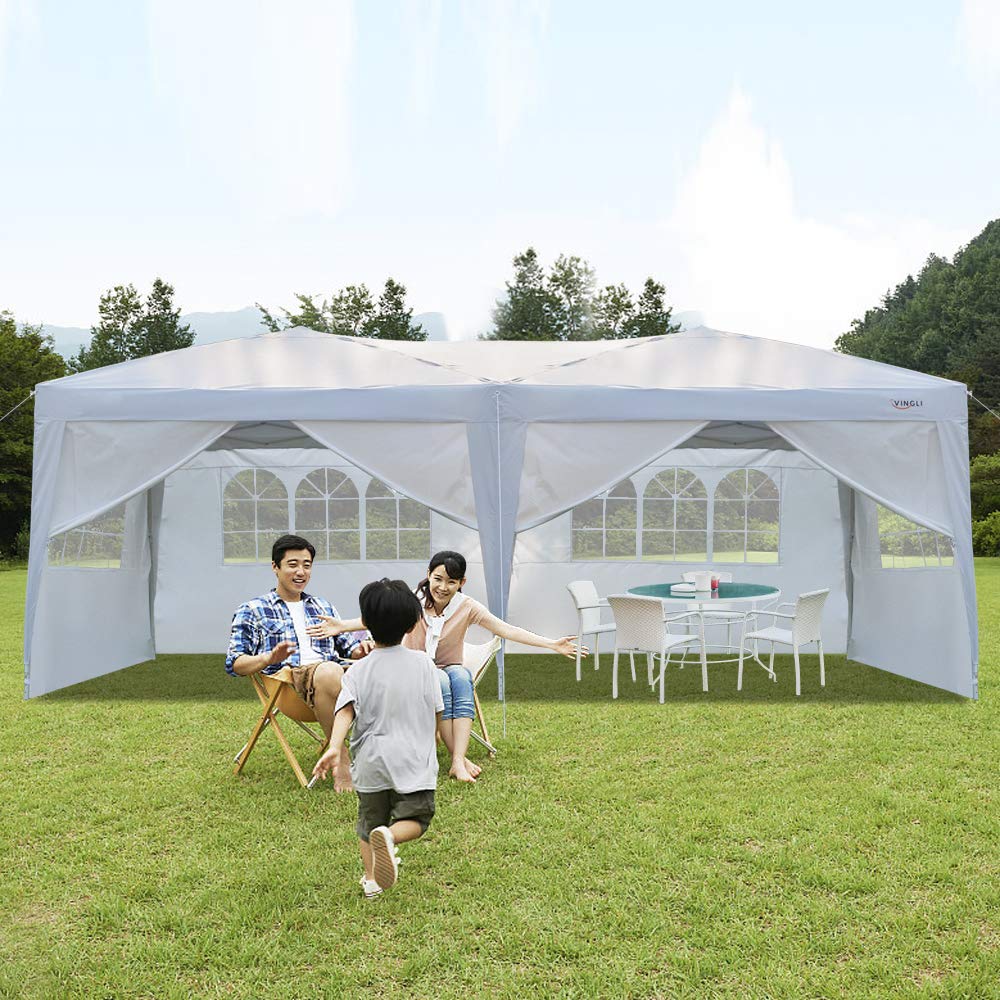 VINGLI 10x20ft Pop Up Canopy Tent with 6 Removable Sidewalls - Heavy Duty Party Tent with Carry Bag, Waterproof Outdoor Gazebo for Beach, Camping, Backyard, Patio, and Commercial Events | Perfect for Weddings, Picnics, Markets & Tailgating