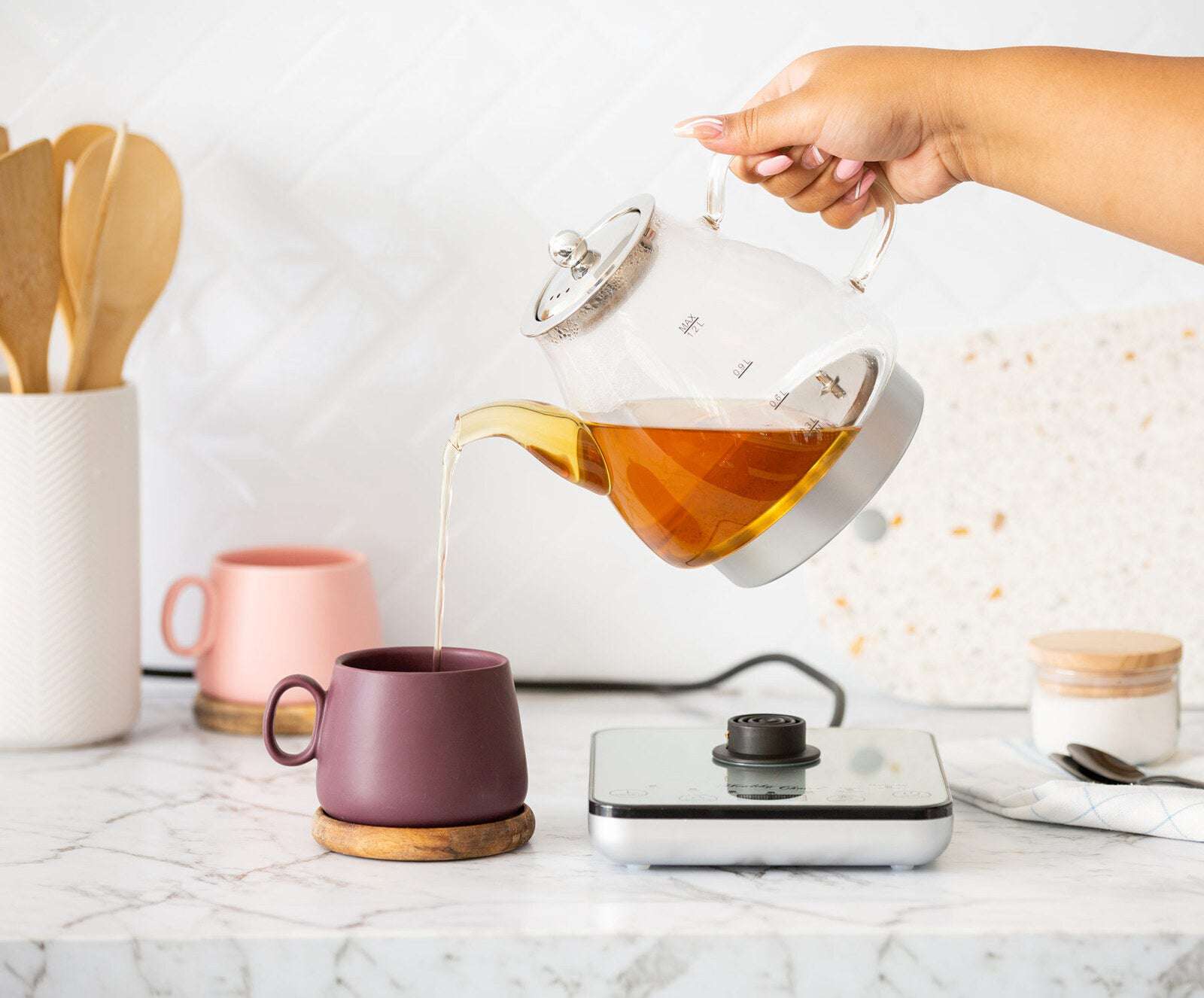 1.2L Digital Glass Electric Tea Kettle with Removable Infuser - 800W Fast Boiling for Tea, Coffee & Hot Beverages - Perfect for Home, Office & Dorm Use