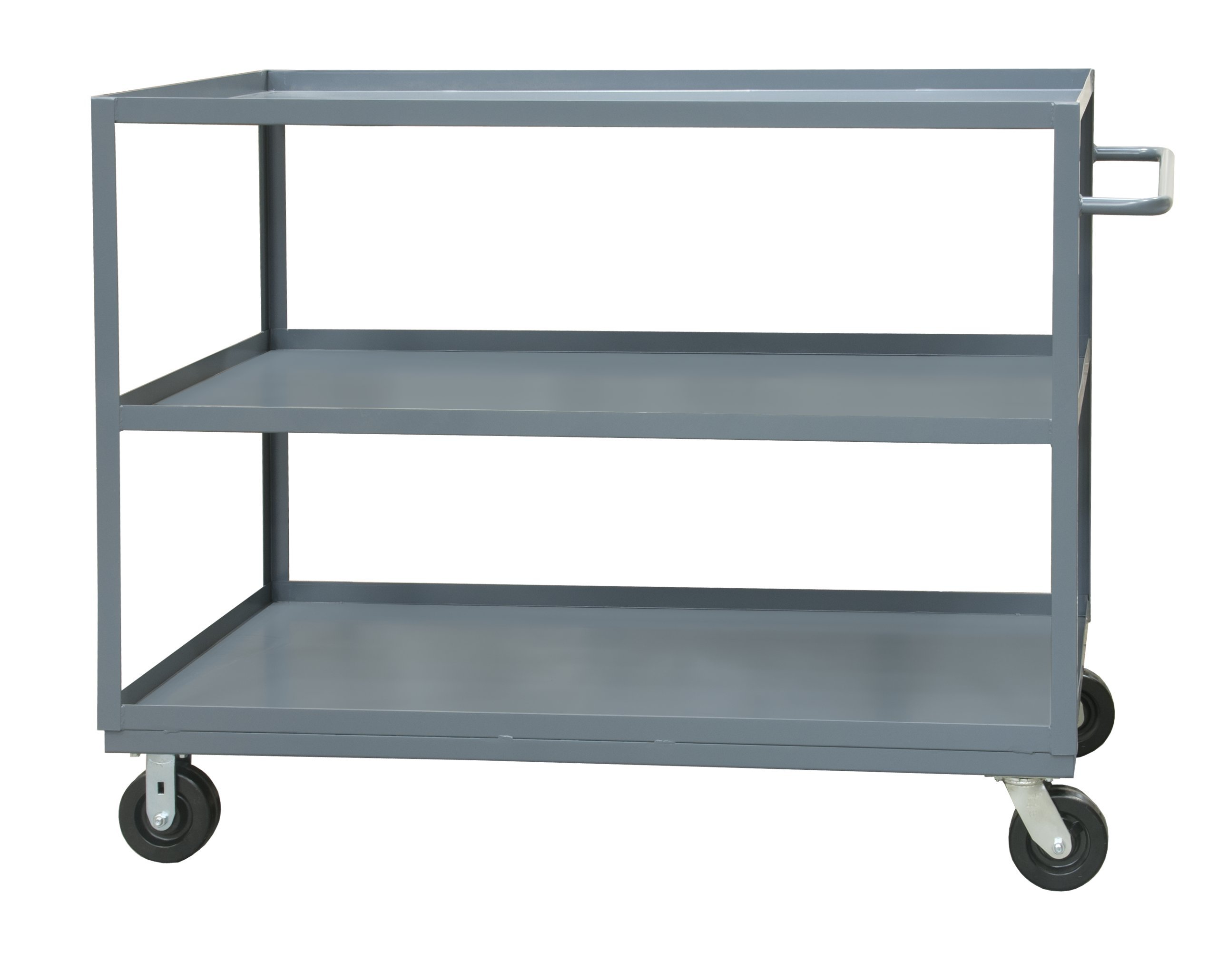 Durham 14 Gauge Steel Rolling Service Stock Cart RSC-2436-3-3K-95 - 3000 lbs Capacity Heavy Duty Utility Cart with 3 Adjustable Shelves for Warehouse, Workshop & Industrial Storage