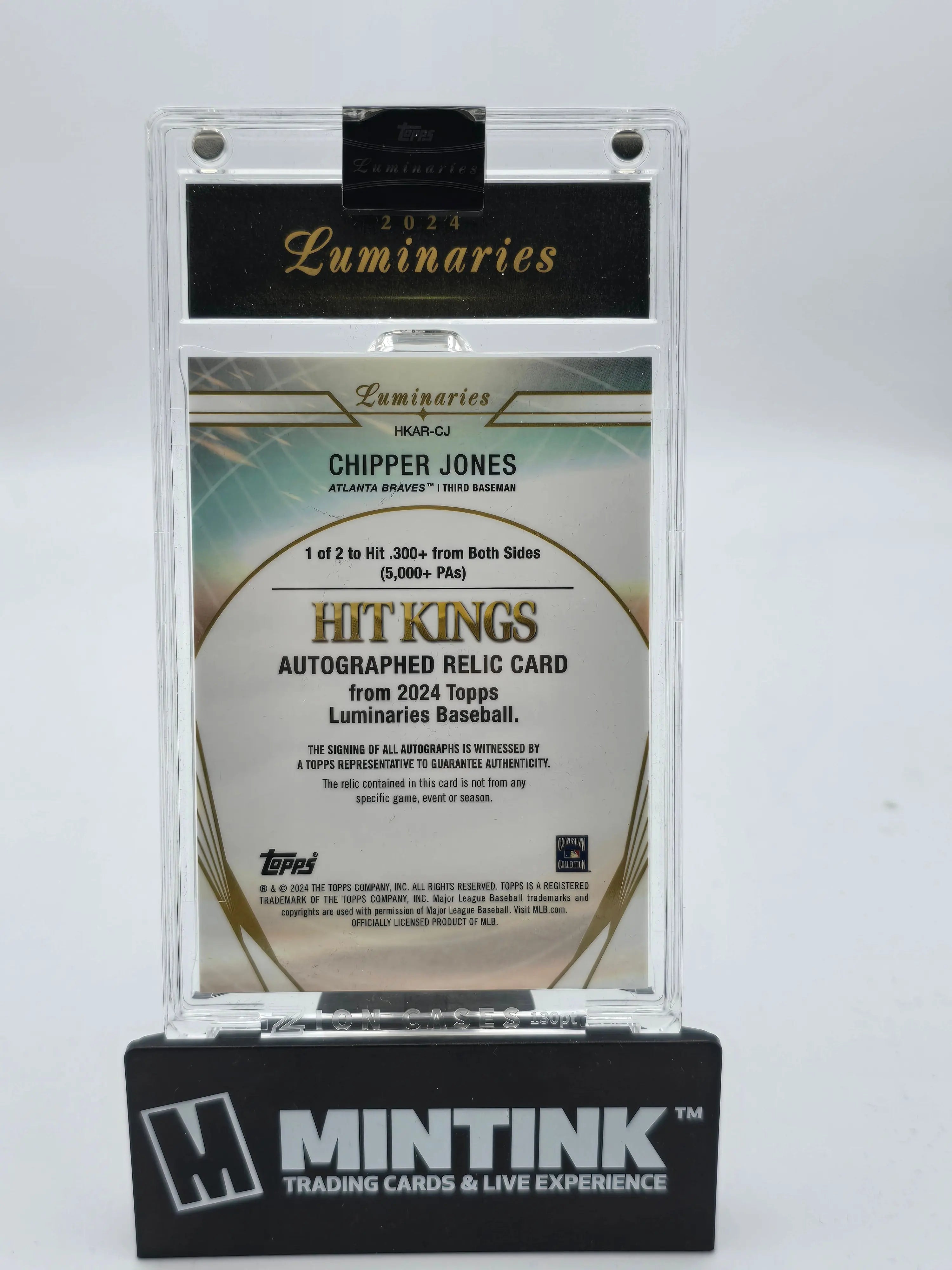 2024 Topps Luminaries Chipper Jones Hit Kings Triple Patch Auto 15/15 - Rare Baseball Card for Collectors & Sports Memorabilia Enthusiasts - Perfect for Display, Investment & Gifting