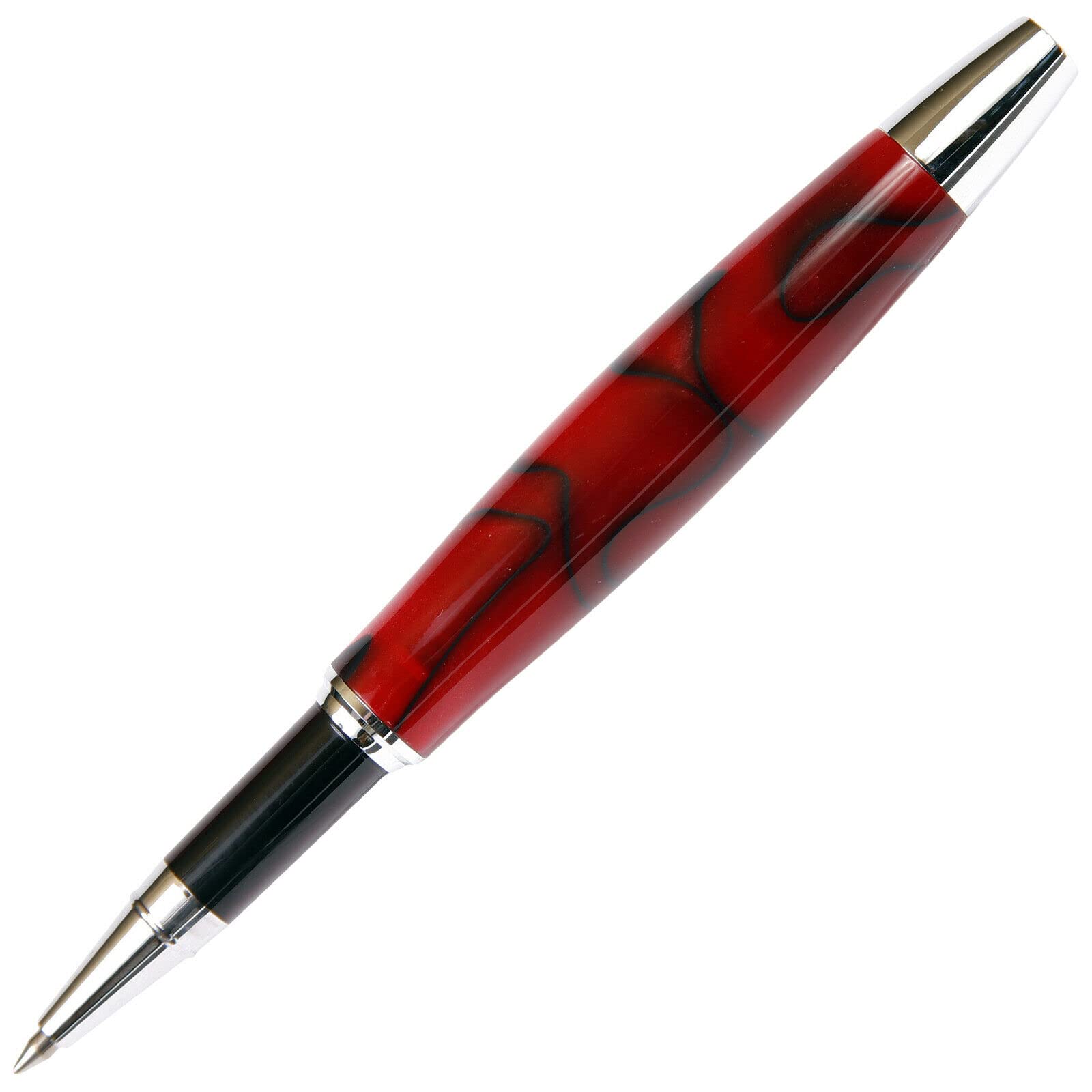 Premium Tuscany Rollerball Pen - Elegant Red & Black Marbleized Gloss Finish - Smooth Writing for Office, School & Gift Giving - Perfect for Business Professionals, Students & Special Occasions