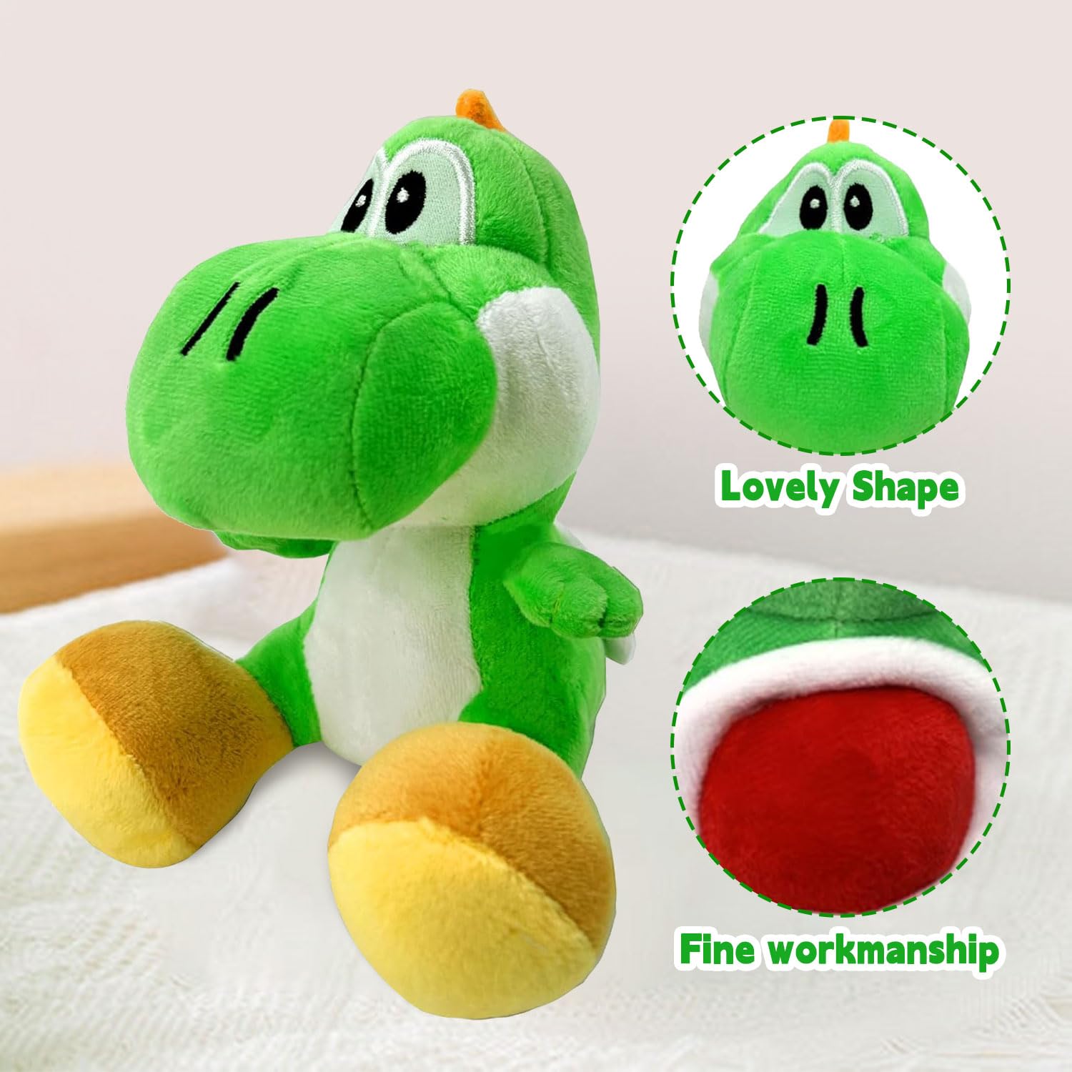 18cm Super Mario Yoshi Plush Doll - Soft Dinosaur Stuffed Animal Toy for Kids, Girls & Boys | Perfect Christmas, Birthday Party Gift for Gamers & Collectors | Great for Bedroom Decor, Cuddling & Playtime