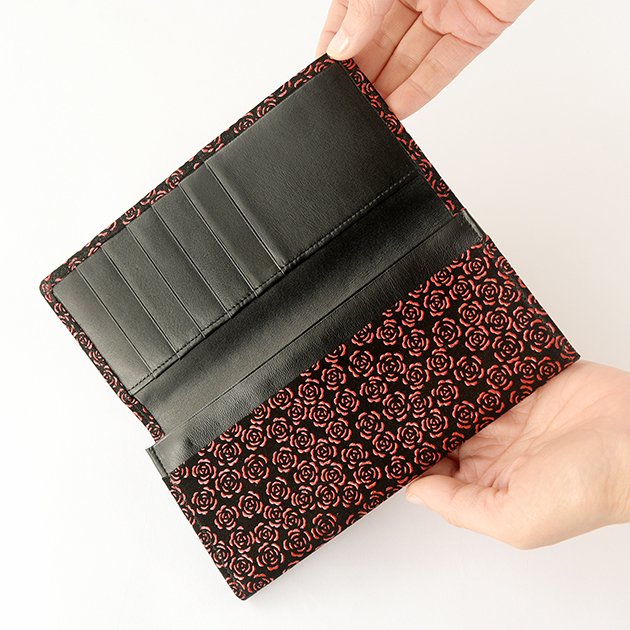 Premium Japanese Deerskin Leather Long Wallet with Urushi Lacquer - Rose & Gray Black | Handcrafted in Japan | Elegant & Durable for Everyday Use, Travel & Gifts