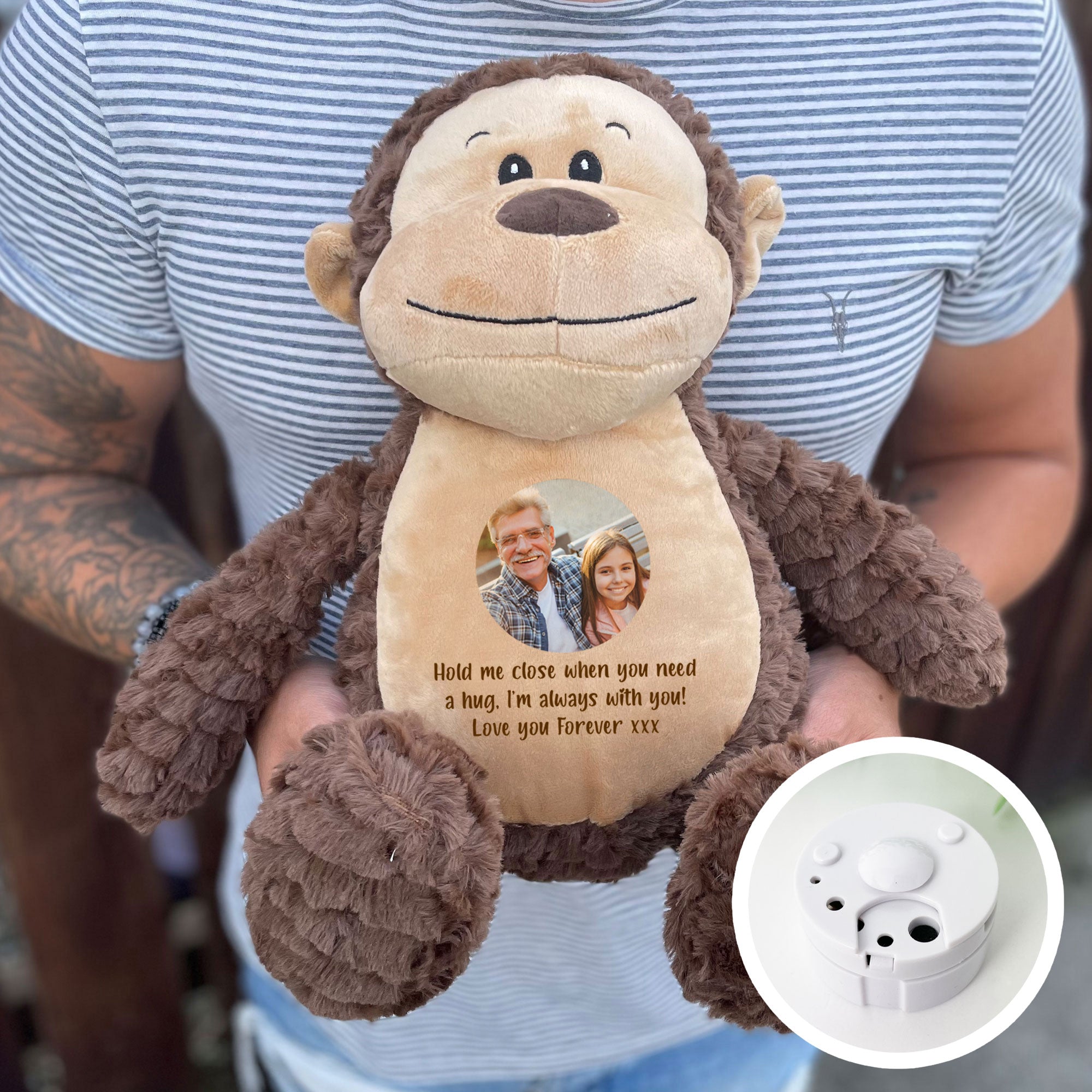 Personalized Photo Recordable Voice Keepsake Memory Monkey - Perfect Baby Shower Gift, Birthday Present & Memorial Keepsake for Loved Ones