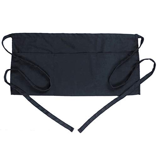 BOHARERS Black Waist Apron with 3 Pockets - Adjustable Waistband for Waitress, Waiter & Server - Perfect for Restaurants, Cafes & Catering Services