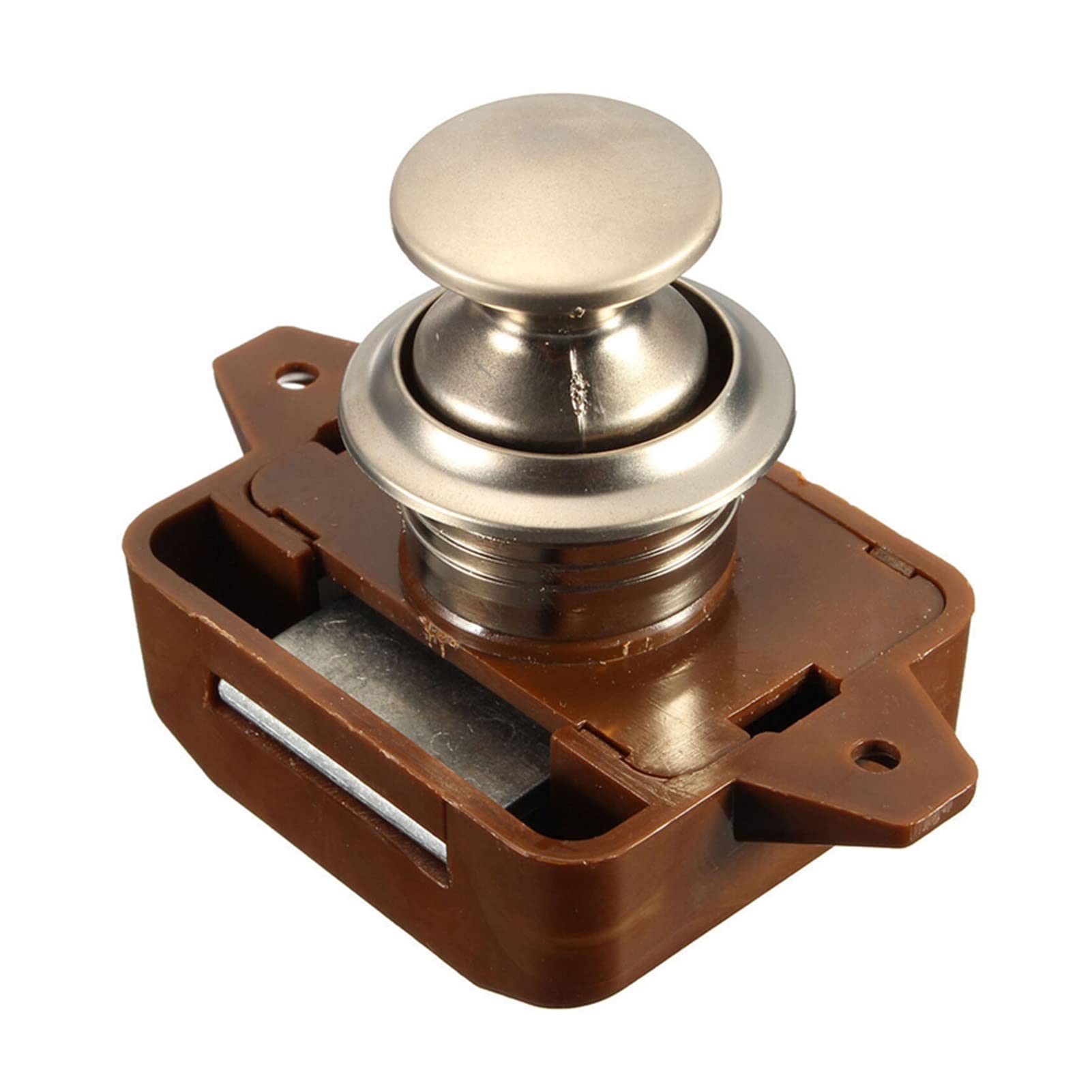 Push Lock Button Catch - Heavy Duty Cabinet Door Knob for RV, Boat, Motorhome & Furniture - Secure Drawer Latch for Desk, Cupboard & Storage Use in Camping, Travel & Home Organization