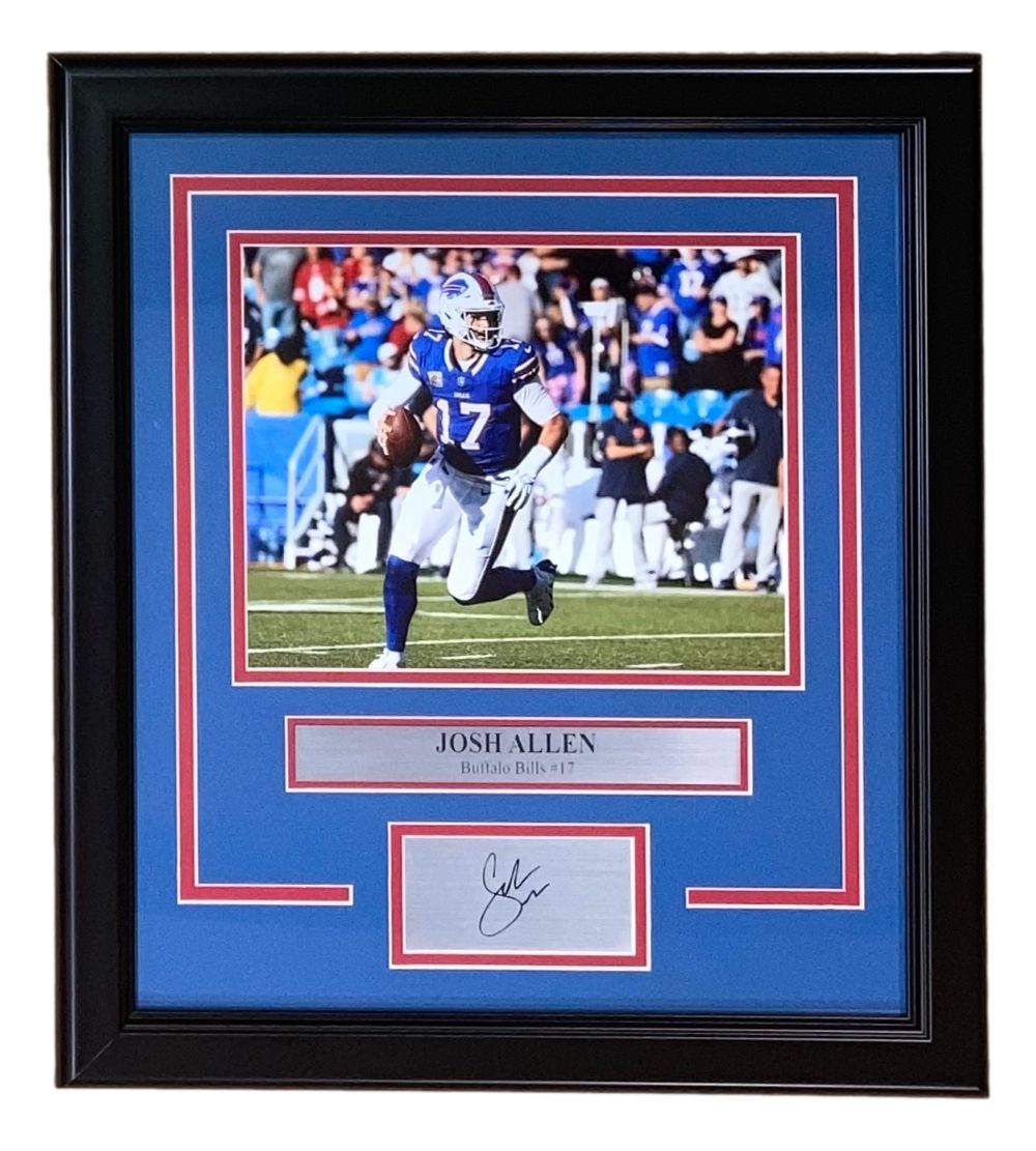 Josh Allen Framed 8x10 Buffalo Bills Photo with Laser Engraved Signature - Premium NFL Memorabilia for Sports Fans & Home Office Decor