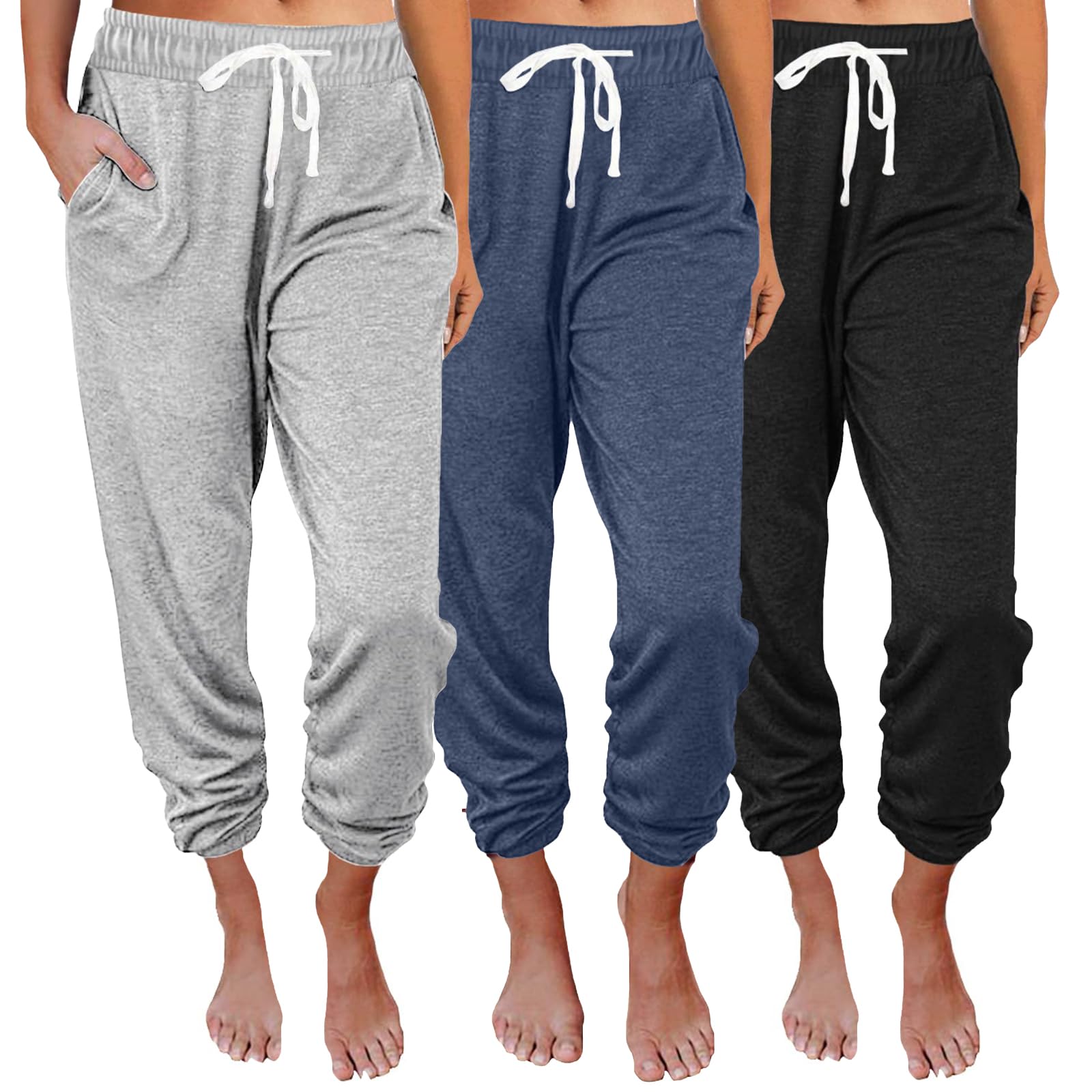 SUNBS Women's Sweatpants 3-Pack - Baggy Lounge Pants, Comfy Yoga Joggers for Workout, Casual Wear & Fall Fashion 2025 | Perfect for Home, Gym, Travel & Relaxation