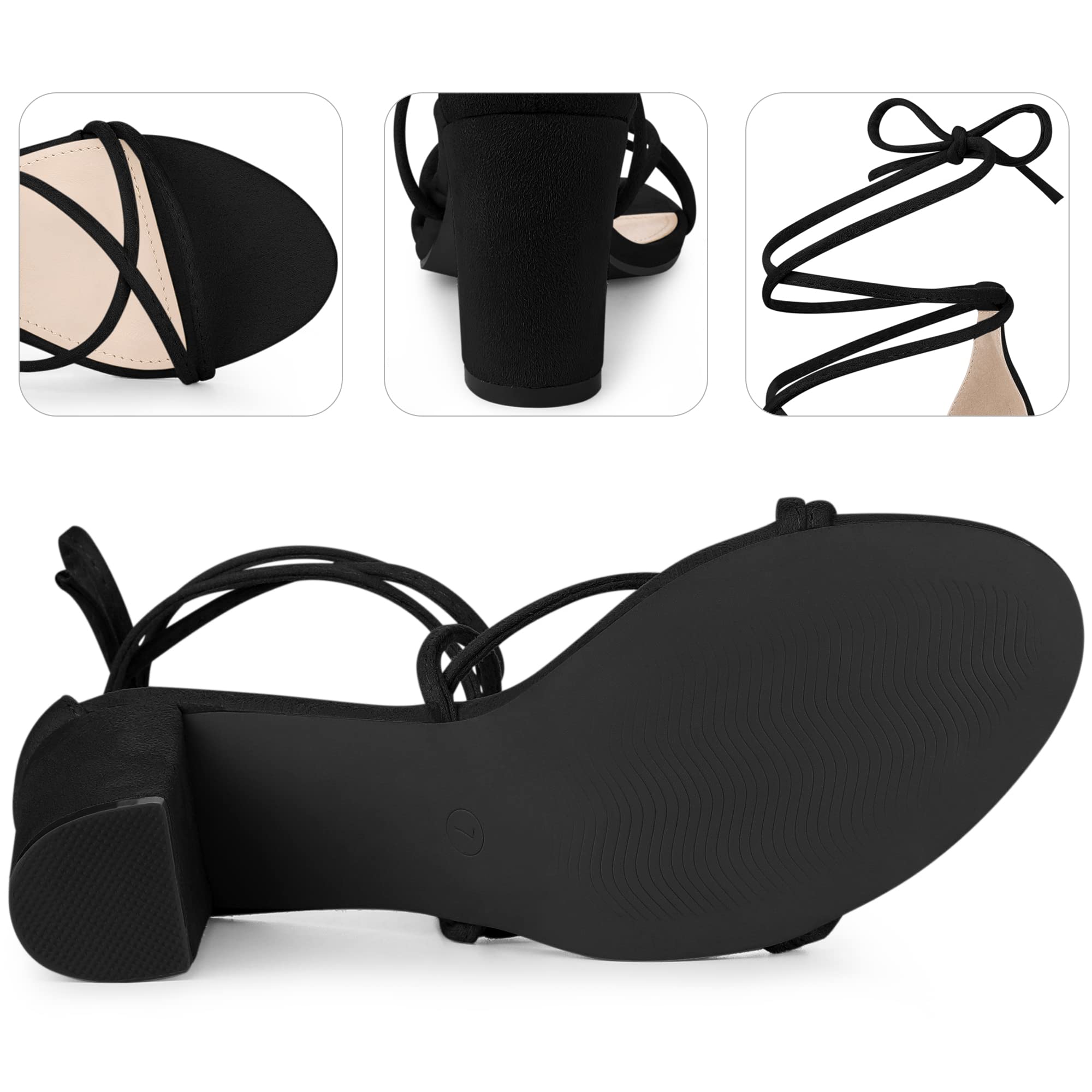 Perphy Women's Lace Up Strappy Chunky Heel Sandals - Fashionable High Heels for Parties, Weddings & Date Nights