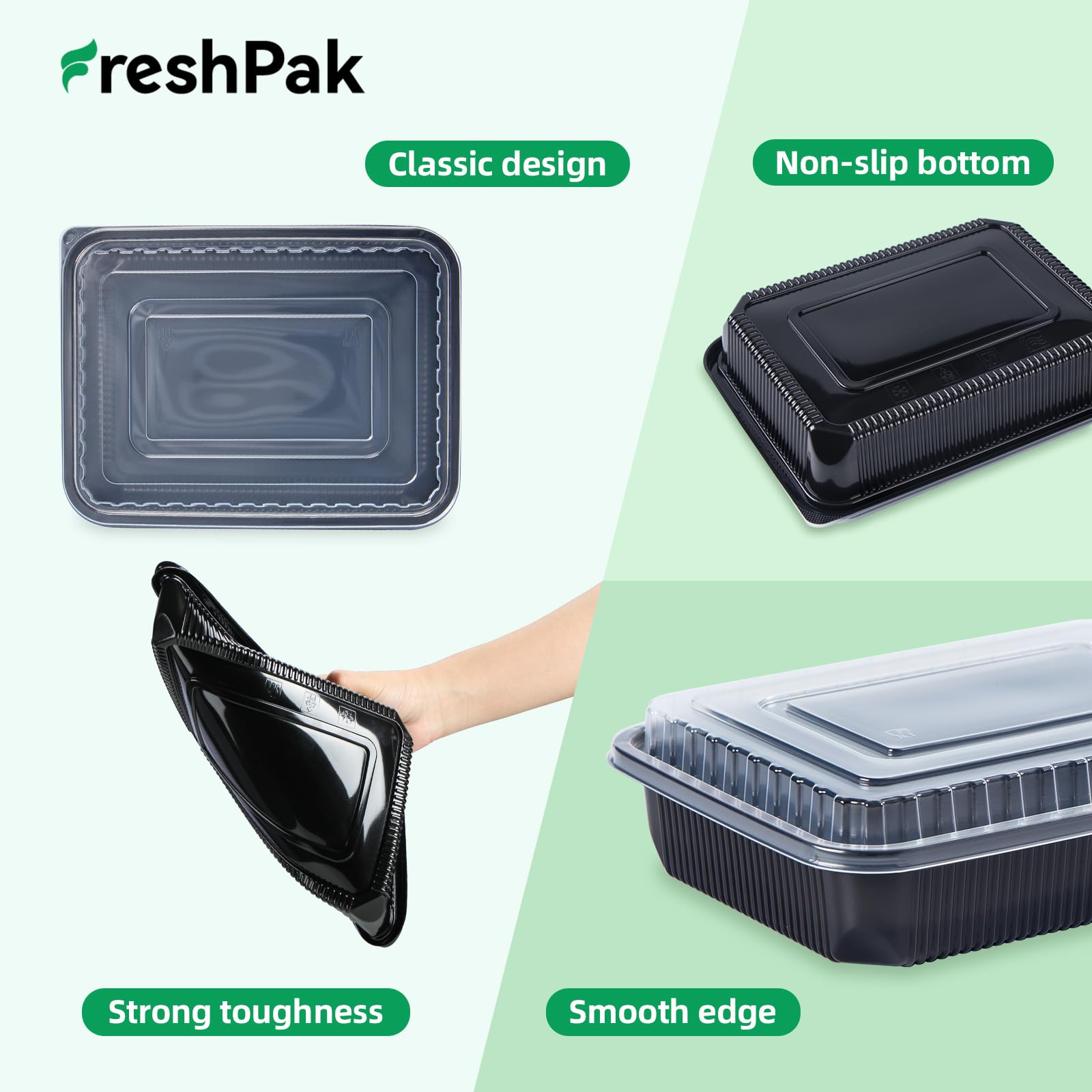 Eco-Friendly 40-Pack Reusable Meal Prep Containers with Airtight Lids - 47oz BPA-Free Microwave & Freezer Safe Plastic Food Storage Boxes - Perfect for Meal Prepping, Office Lunches & Picnics