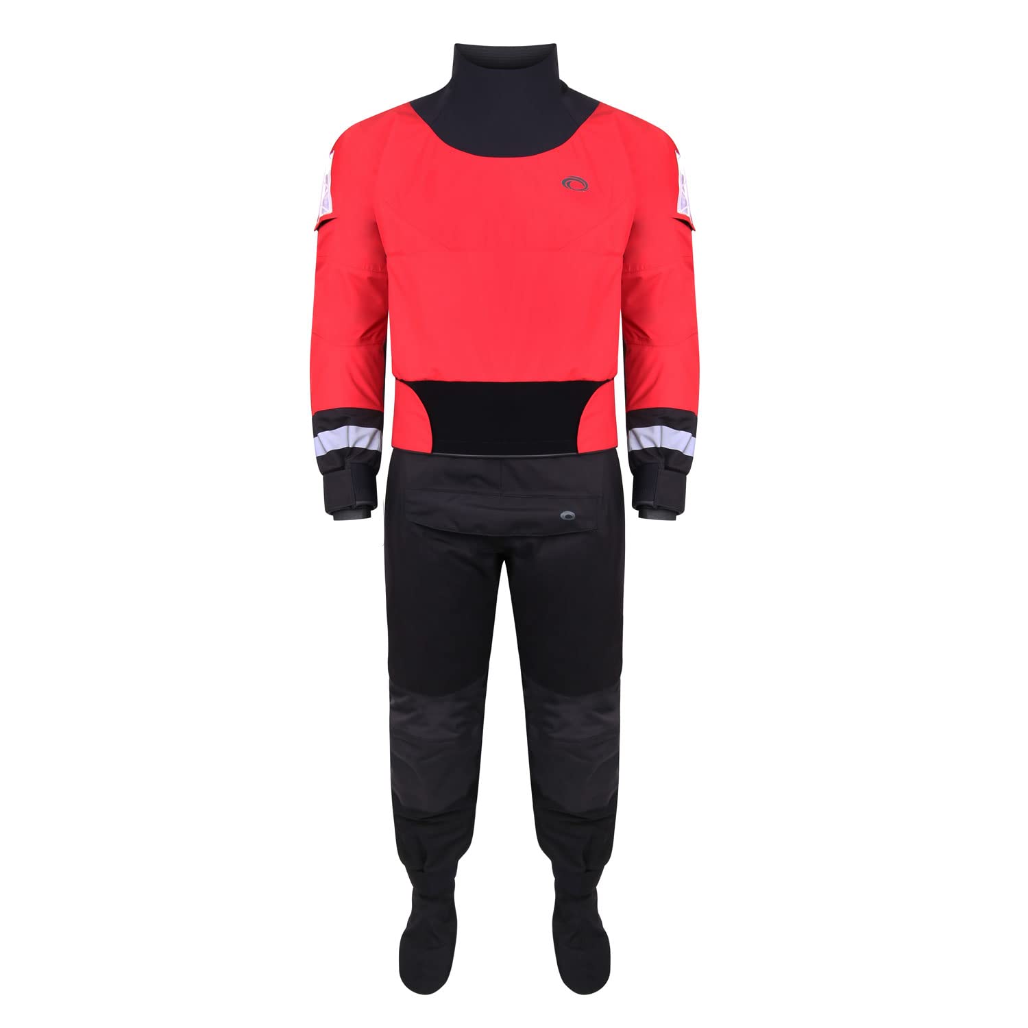 Menai Multisport 4 Back Zip Drysuit - Waterproof & Breathable Dry Suit with Underfleece Lining - Red & Black - Sprayproof Diving & Watersports Gear - Size LM - Perfect for Scuba Diving, Kayaking, and Sailing