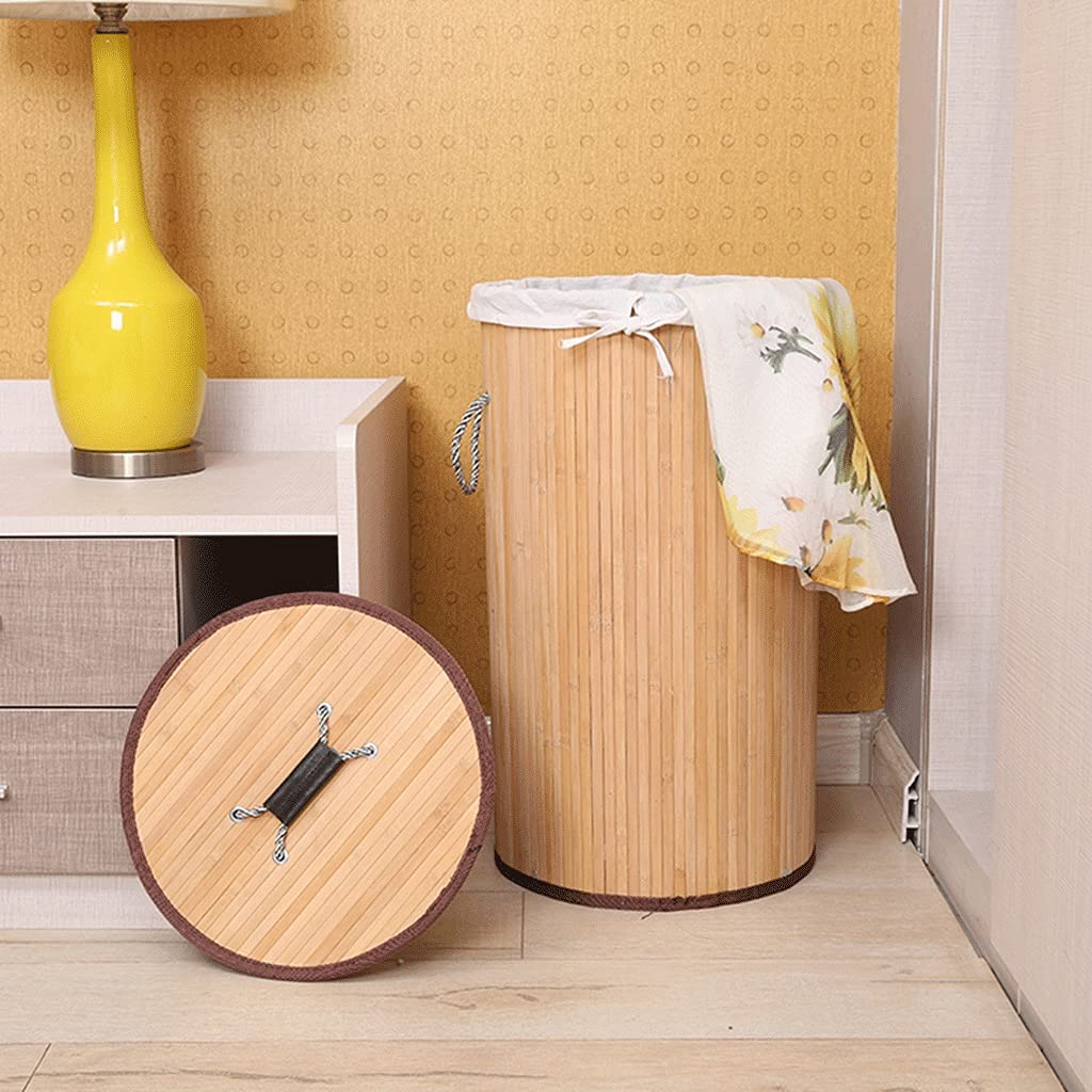 Handmade Bamboo Laundry Basket with Lid - Large Woven Storage Basket for Clothes, Portable Clothing Organizer | Perfect for Bedroom, Bathroom, Laundry Room & Dorm Organization
