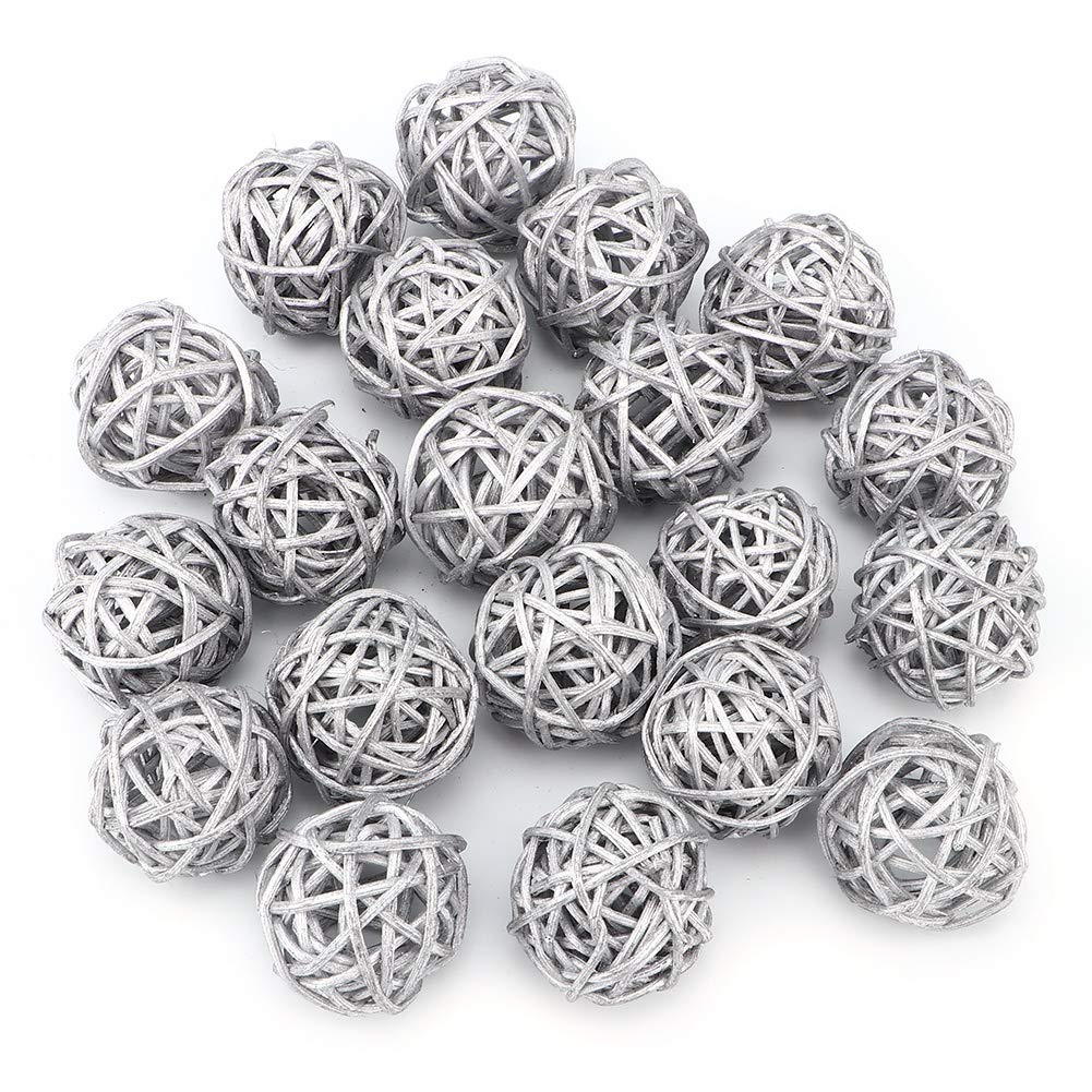 Jimfoty Natural Rattan Balls - Non-Toxic Decorative Rattan Spheres for Garden, Wedding, Party Decor (White) | Perfect for Boho Home Decor, Table Centerpieces & Outdoor Events