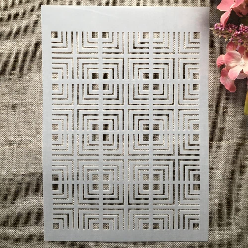 Reusable A4 29cm Square Texture Painting Stencils - DIY Scrapbooking, Furniture, Wall & Floor Decoration Templates for Home Decor | Perfect for Crafting, Wall Art & Upcycling Projects