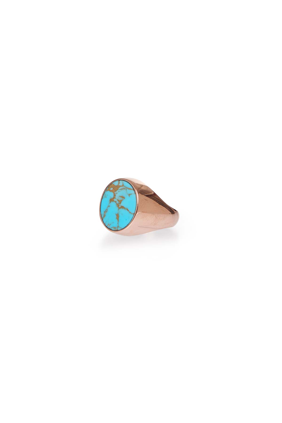 18K Rose Gold Signet Ring with Turquoise Stone & Blue Sapphire - Elegant Jewelry for Women, Perfect for Weddings, Parties & Gifts