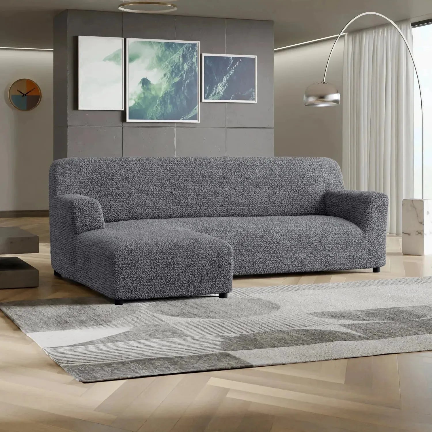 L-Shaped Sofa Slipcover with Left Chaise - Soft Microfiber Stretchable Couch Cover - Perfect for Living Room, Sectional Sofa Protection & Home Decor Upgrade