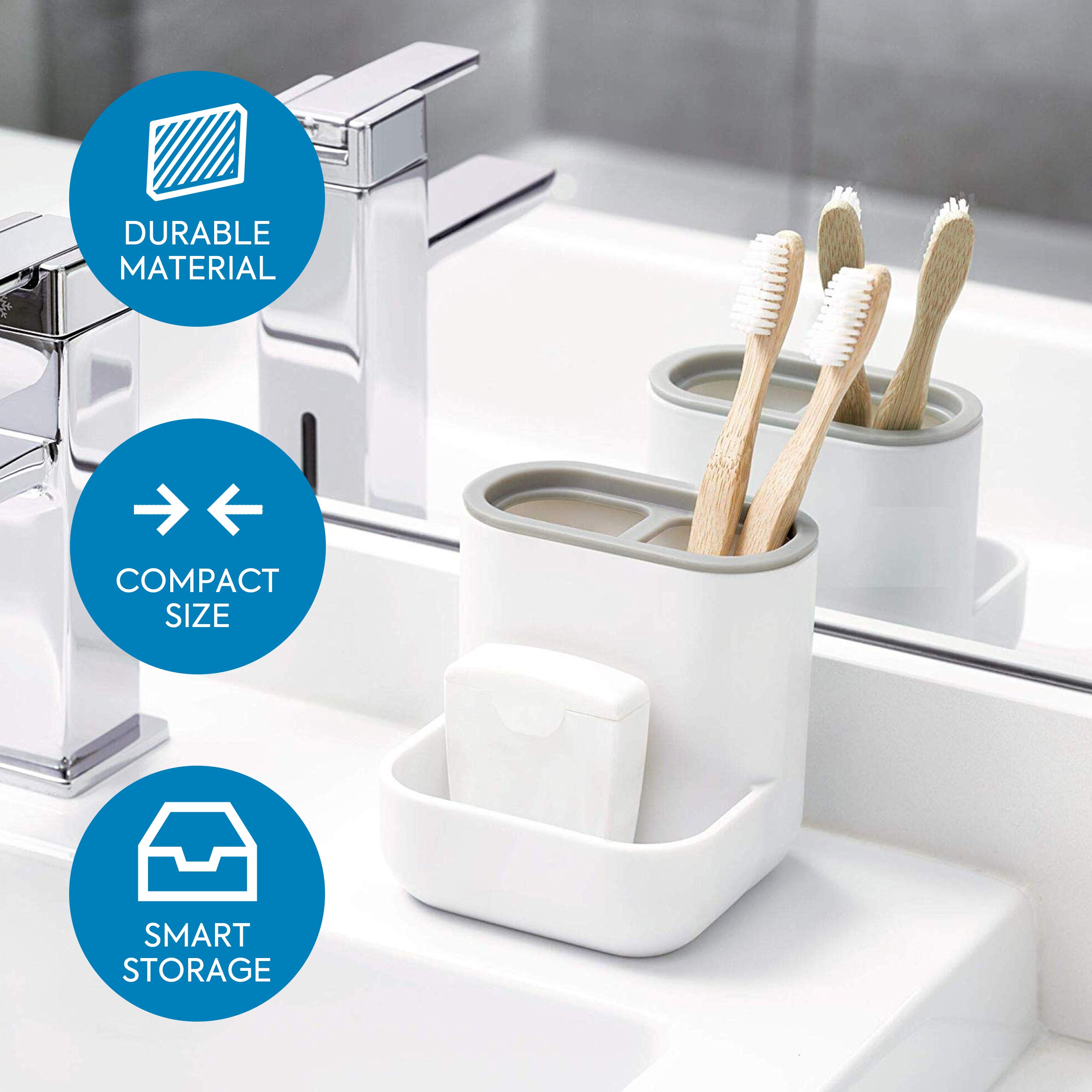iDesign Cade Bathroom Countertop - White & Gray for Vanities & Desks