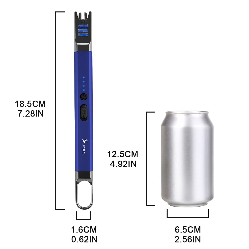 Electric Arc Lighter - USB Rechargeable, Windproof for Candles, Camping & BBQ (Blue)