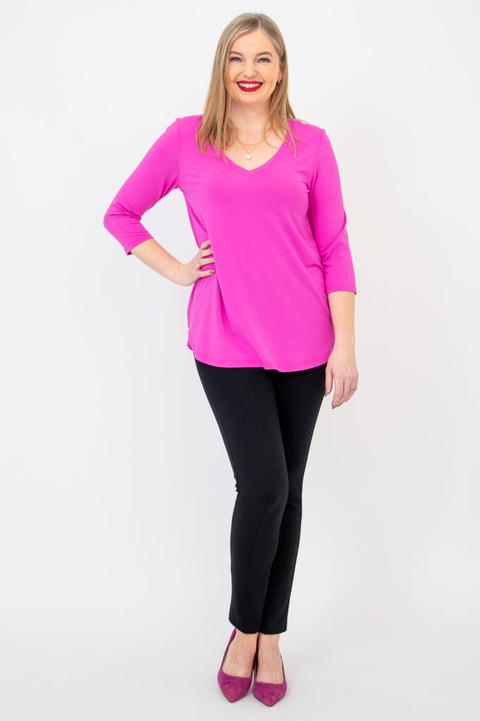 Jackie 3/4 Sleeve Bamboo Top for Women - Soft Pink Breathable Shirt - Yoga, Lounge & Casual Wear - Final Sale
