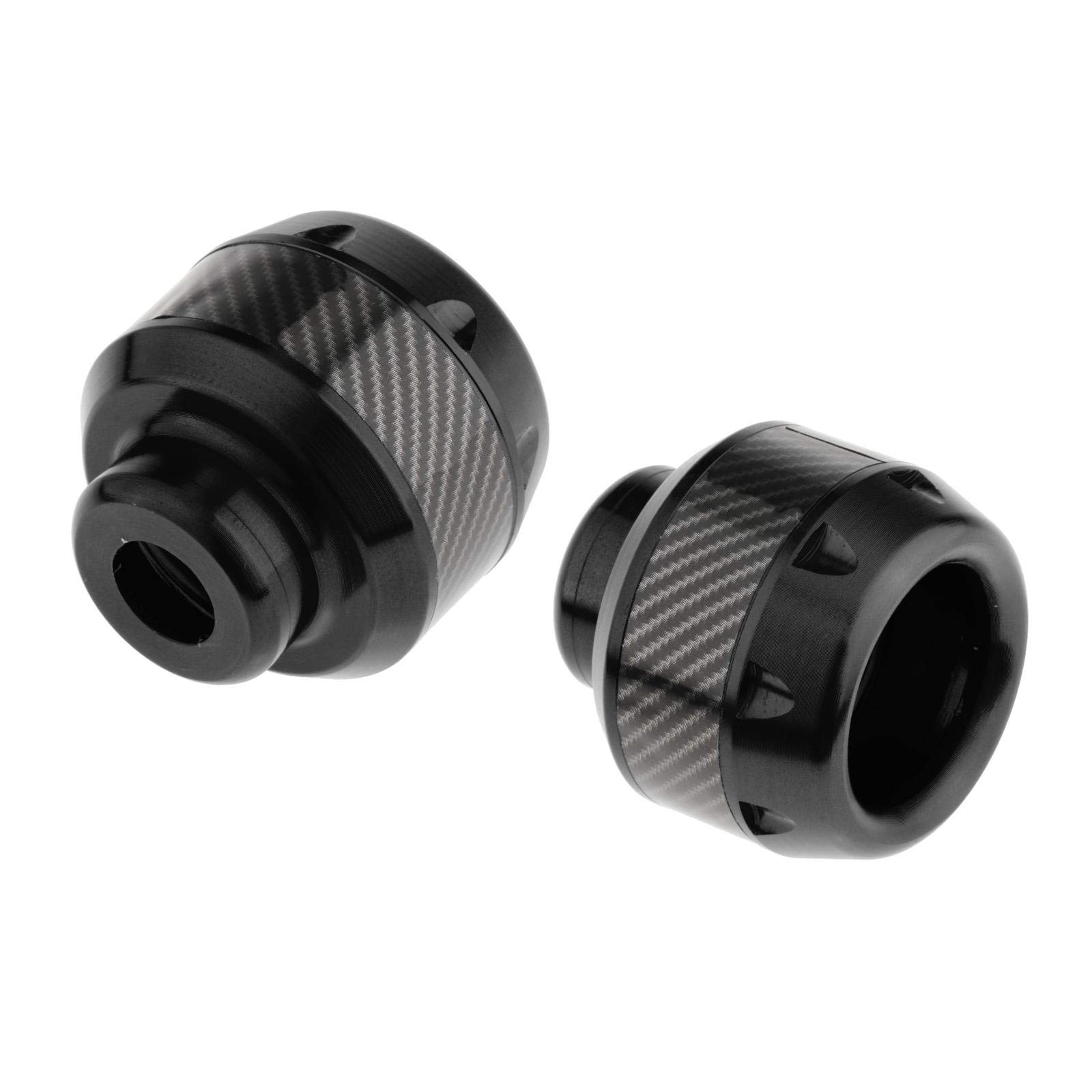 Balikha 2-Pack Universal Motorcycle Drop Front Fork Cups - CNC Machined Crash Protectors in Black | Fits Most Bike Models for Road Safety & Accident Protection