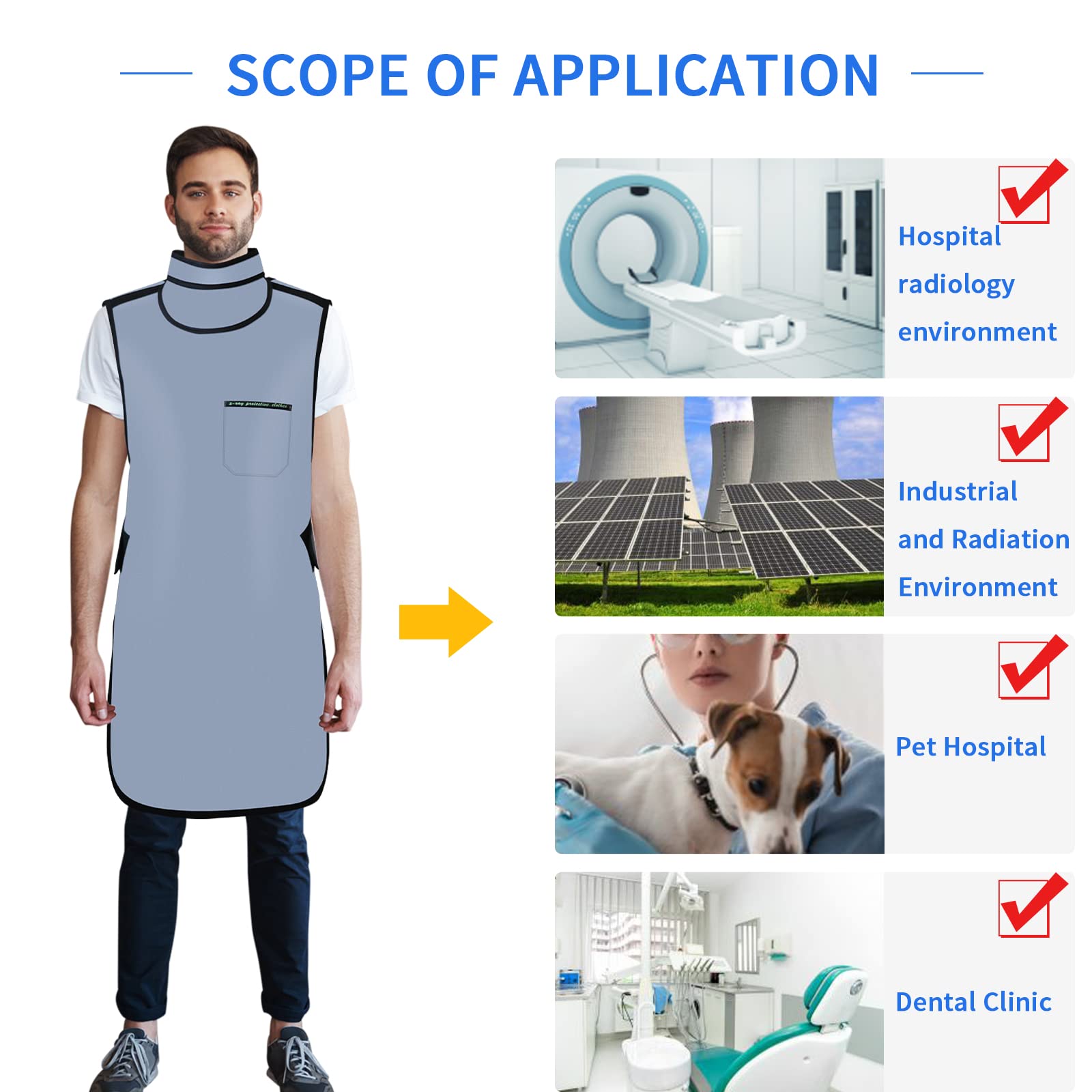 ANNWAH 0.5mmPb X-ray Protective Lead Apron with Thyroid Collar - Lightweight Radiation Shield for Dentists, Hospitals, Labs & Nursing Homes | Ideal for Medical Imaging, Radiology & Dental X-ray Procedures