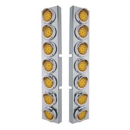 United Pacific 33626 Stainless Steel Air Cleaner Light Bar with Bracket - Amber LED Marker Light, 9 LEDs Per Light, Chrome Bezels & Visors for Kenworth Trucks | Perfect for Enhanced Visibility & Safety on Highways & Night Driving
